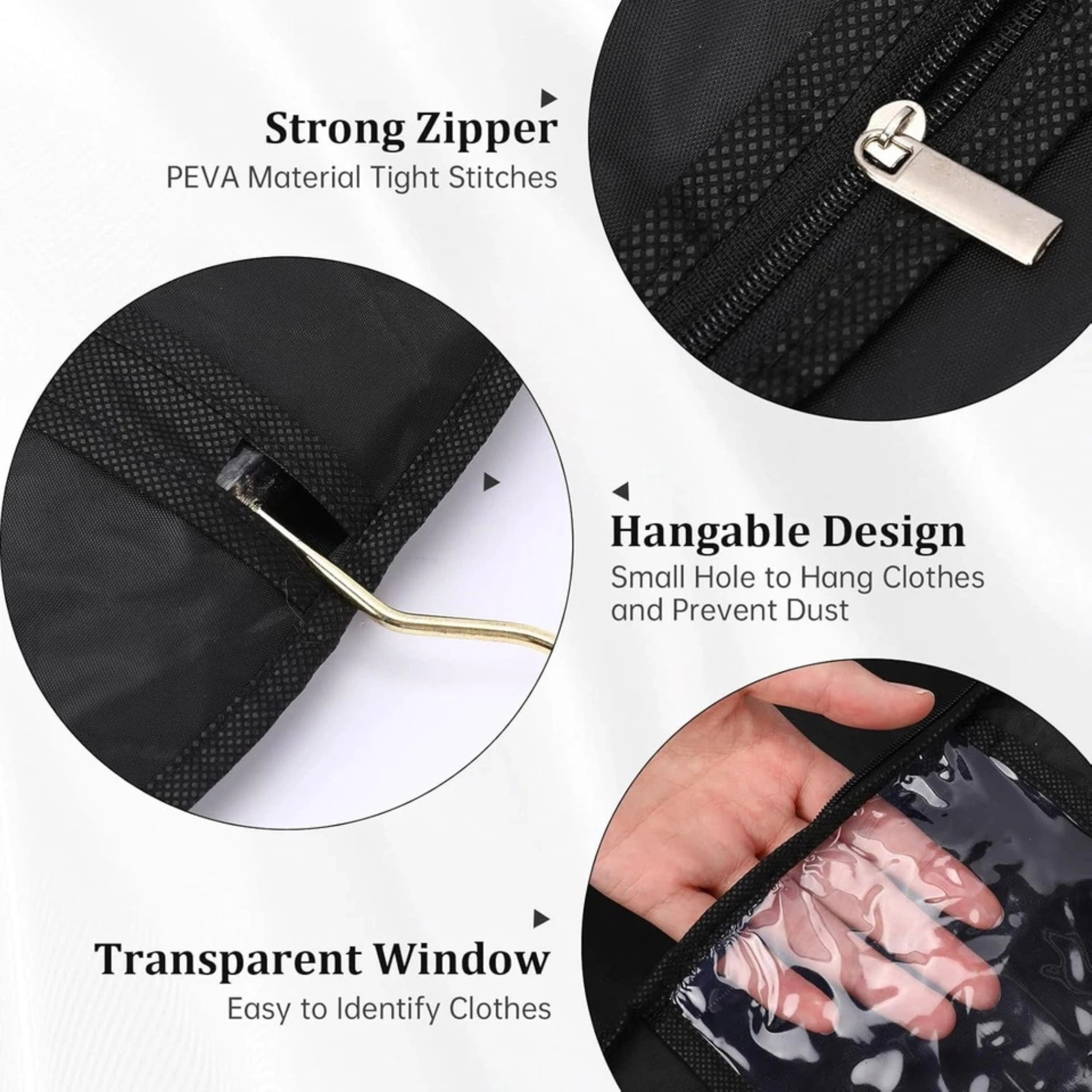 SS Design 5 Pack 40 Inch Washable Garment Bags Suit Covers for Storage and Travel