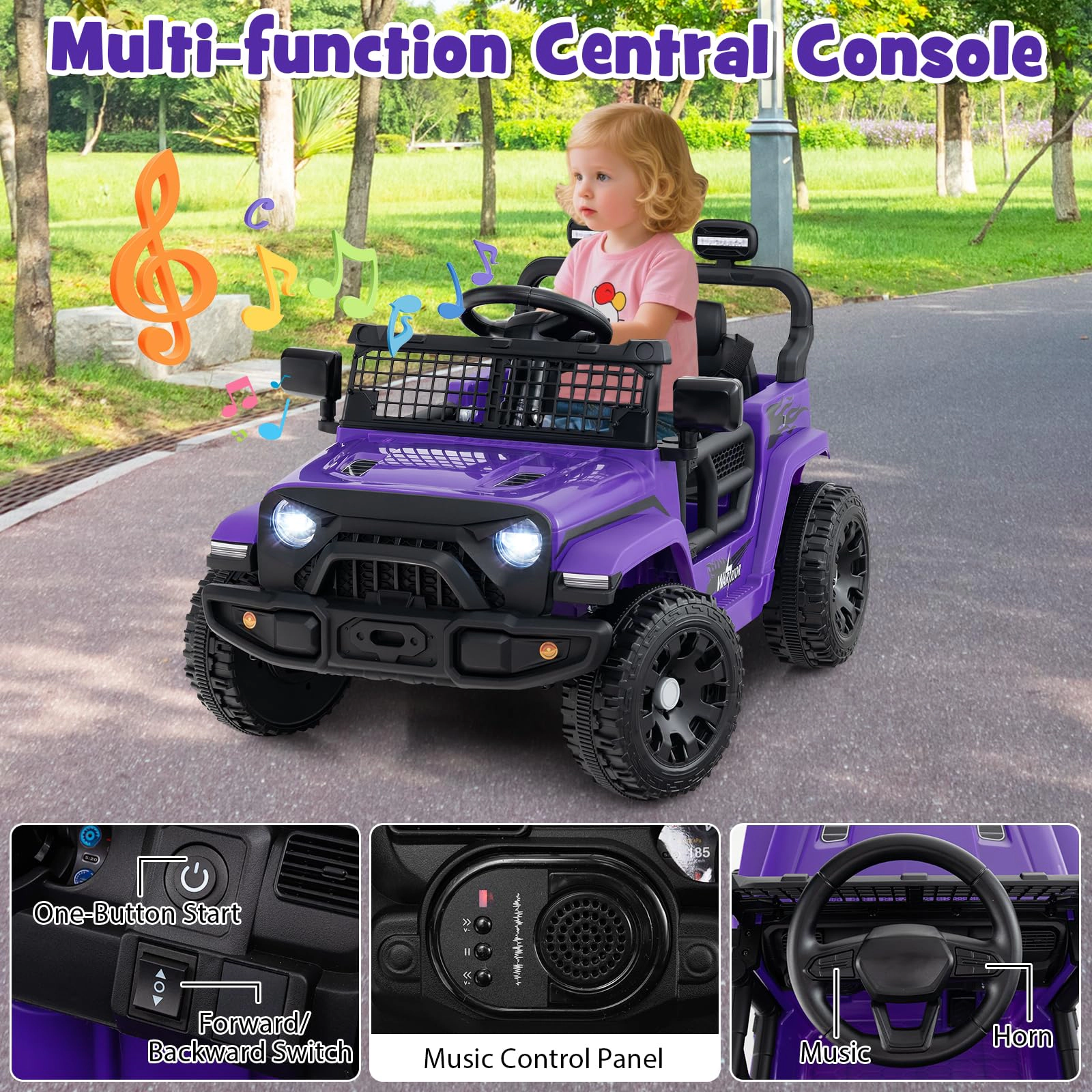 Glintex 12V Compact Kids Ride-On Truck with Foldable Mirrors and Remote