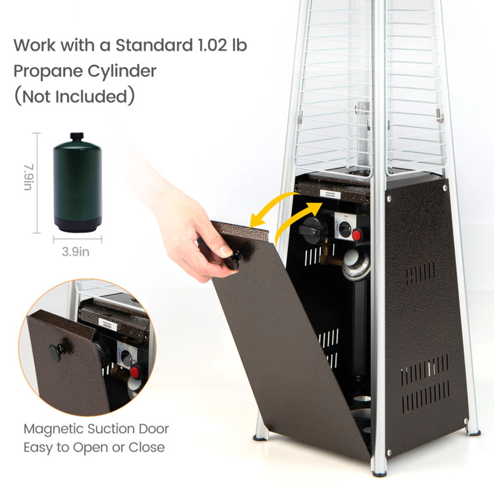 SUGIFT 9500 BTU Tabletop Propane Patio Heater with Glass Flame Tube Bronze