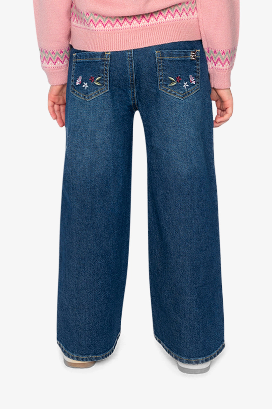 Deux par Girls Flower Embroidered Stretch Denim Jeans
