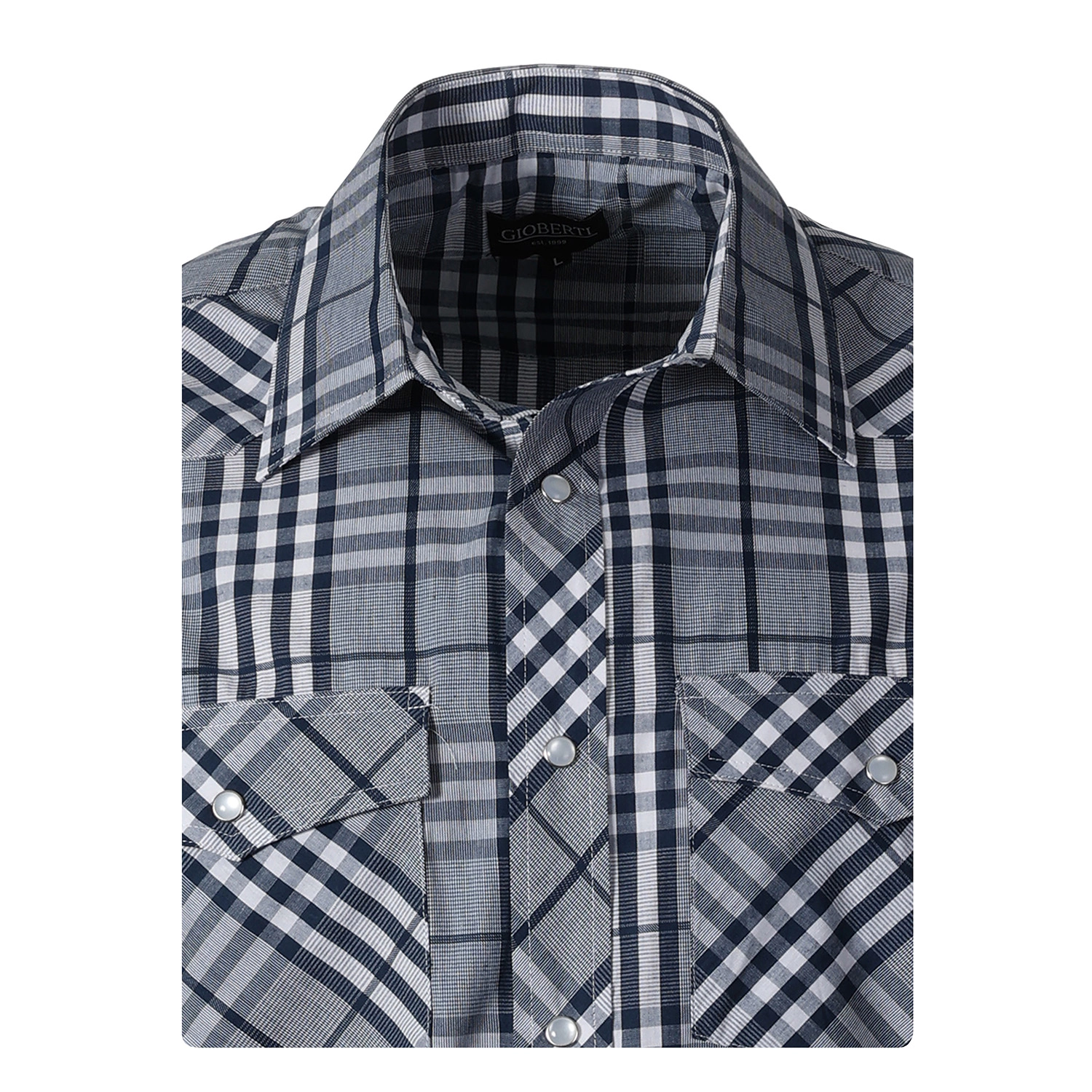 Gioberti Men's Western Plaid Long Sleeve Shirt with Pearl Snap-on