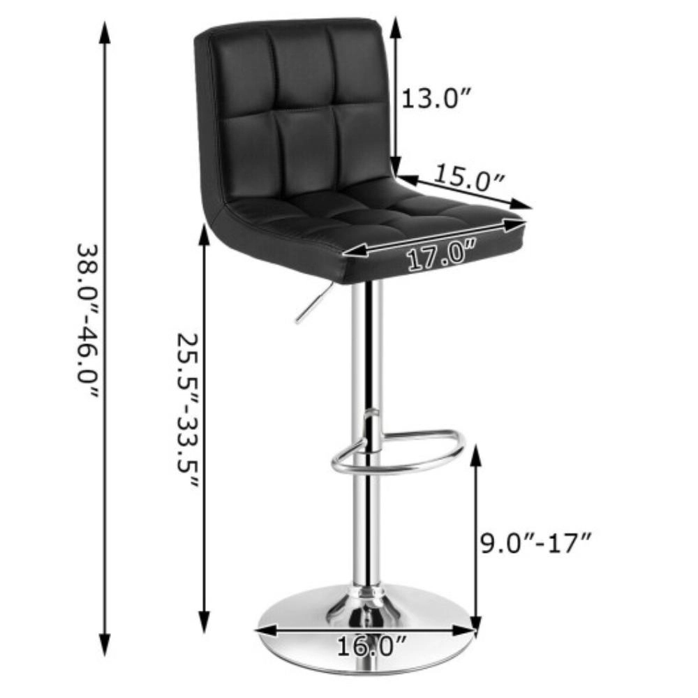 Hivvago Adjustable Swivel Bar Stools with Square Seats Backrests and Footrests - Set of 2