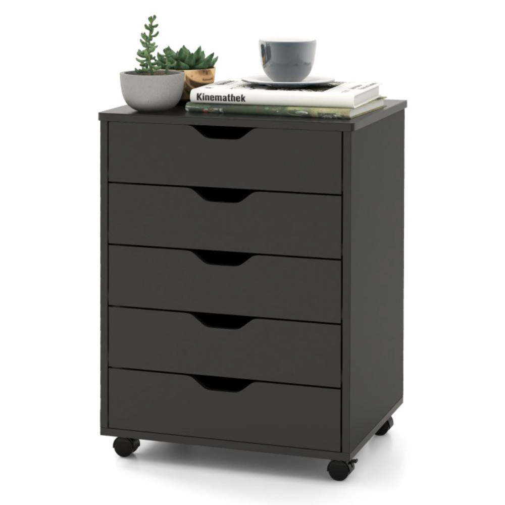 Hivvago 5 Drawer Mobile File Cabinet with Wheels for Living Room