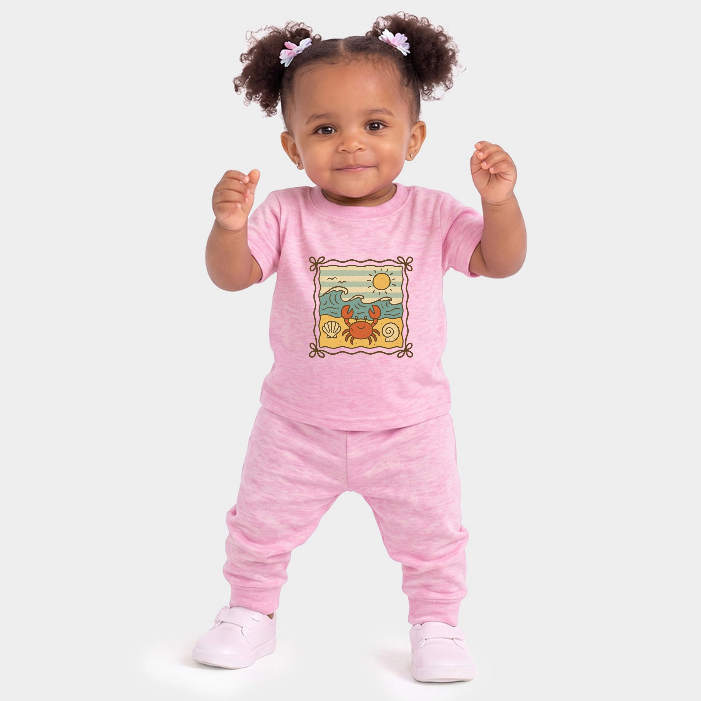 The Juniper Shop - Infant Jogger Pant Crew Set Crab Frame