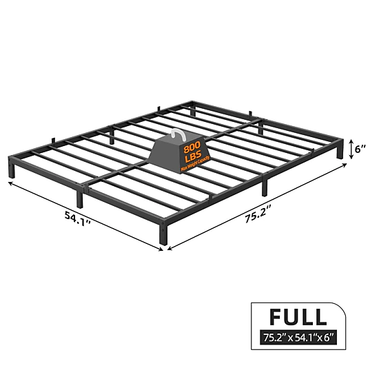 BebreezChic Metal Bed Frame, 6-Inch Low Profile Platform, Noise-Free ...