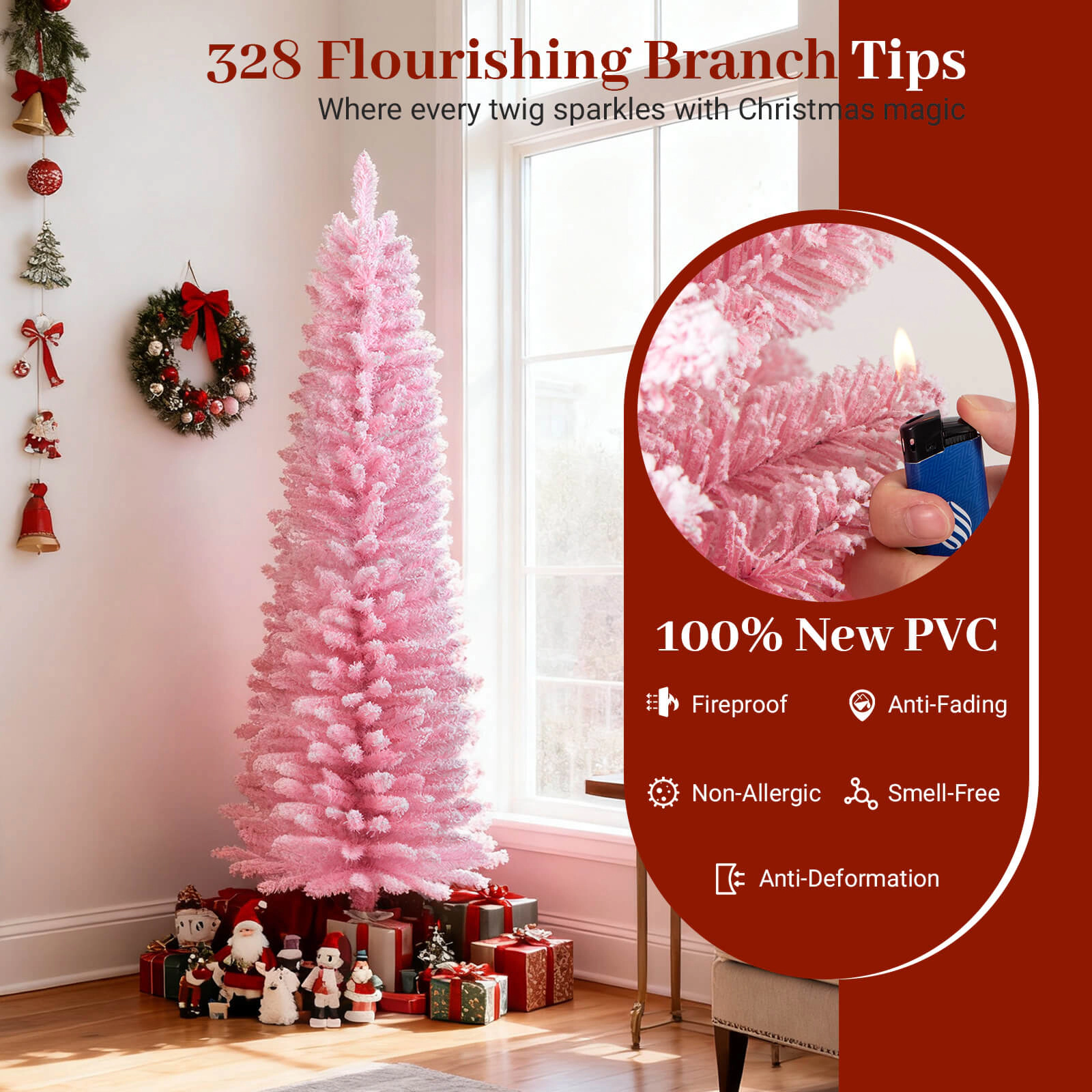 Costway 5/6 FT Artificial Christmas Tree with 328/460 Branch Tips