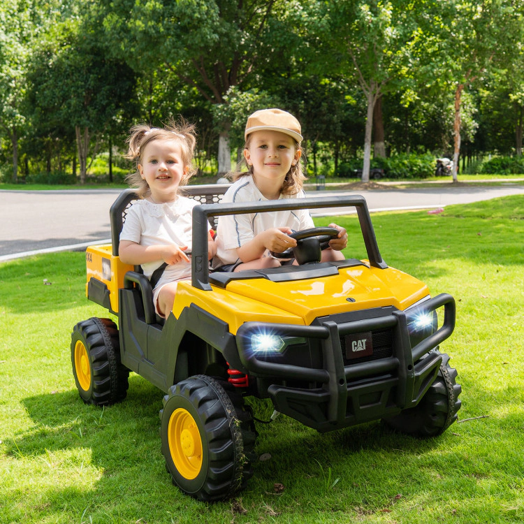 Hivvago 24V Ride On Dump Truck Licensed Caterpillar 2-Seater Kids Car with Remote Control