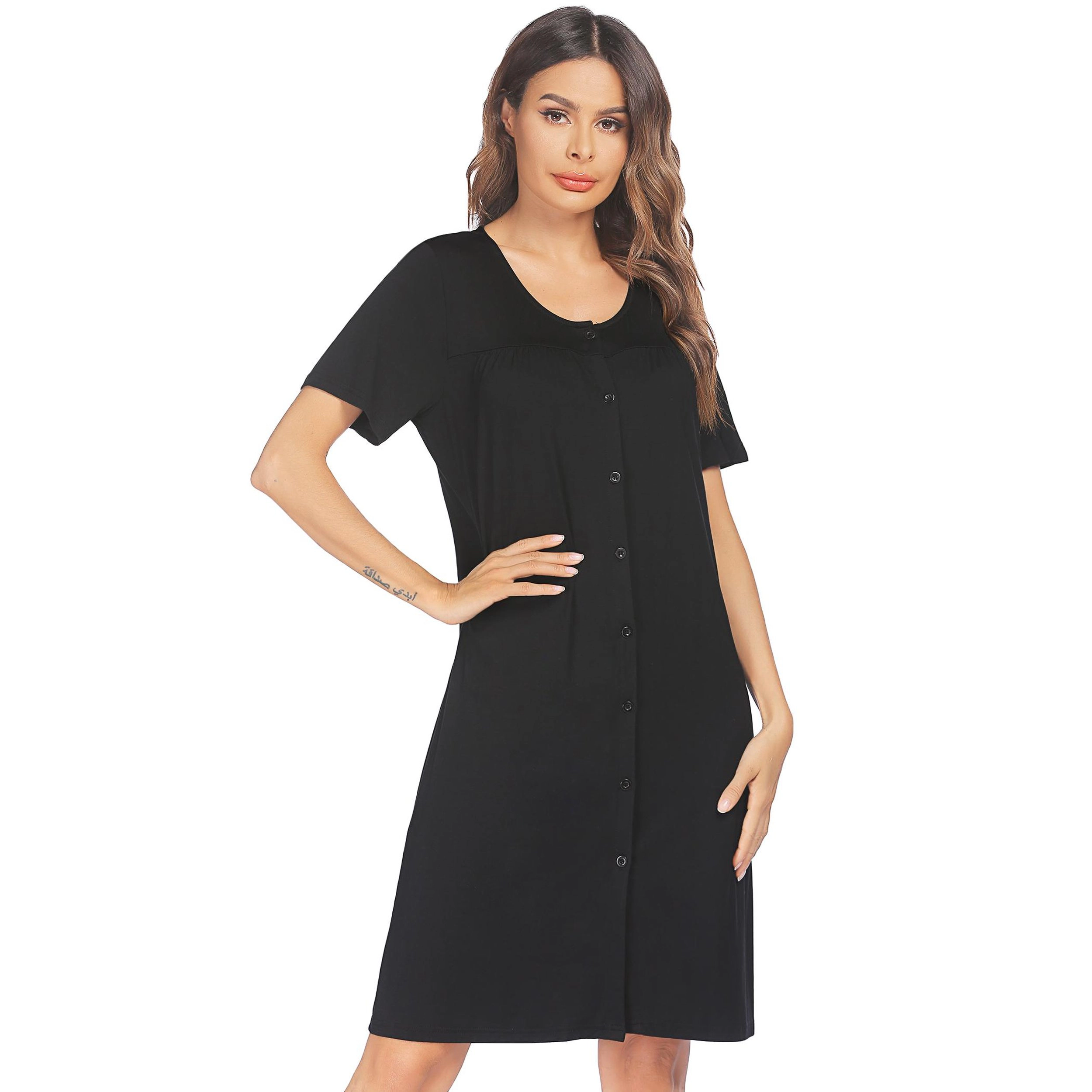 Ekouaer Dresses for Women Button Down Nightgowns Short Sleeve