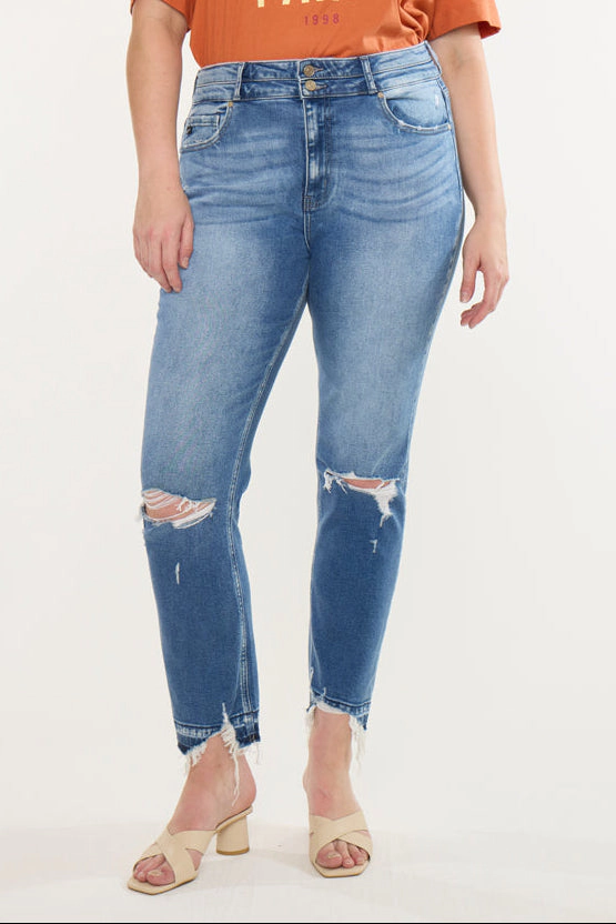 Kancan Women's Plus High Rise Slim Straight Jeans Damila