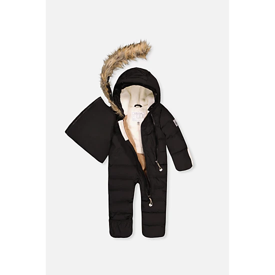 Deux par Deux Unisex Snug One Piece Snowsuit Adapted for Car Seats with Faux Fur-Trimmed Hood