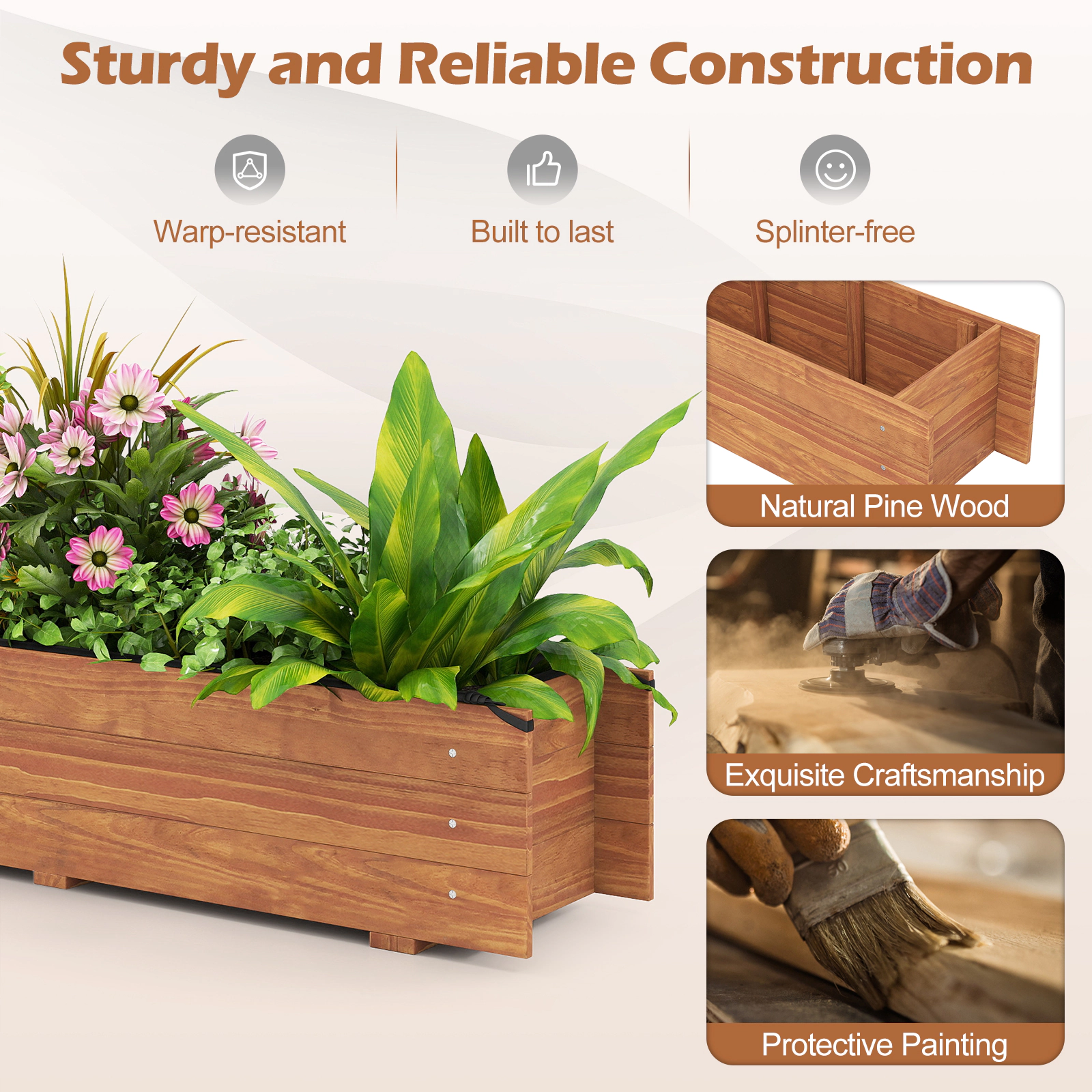 Hivvago Elevated Wooden Garden Planter Box