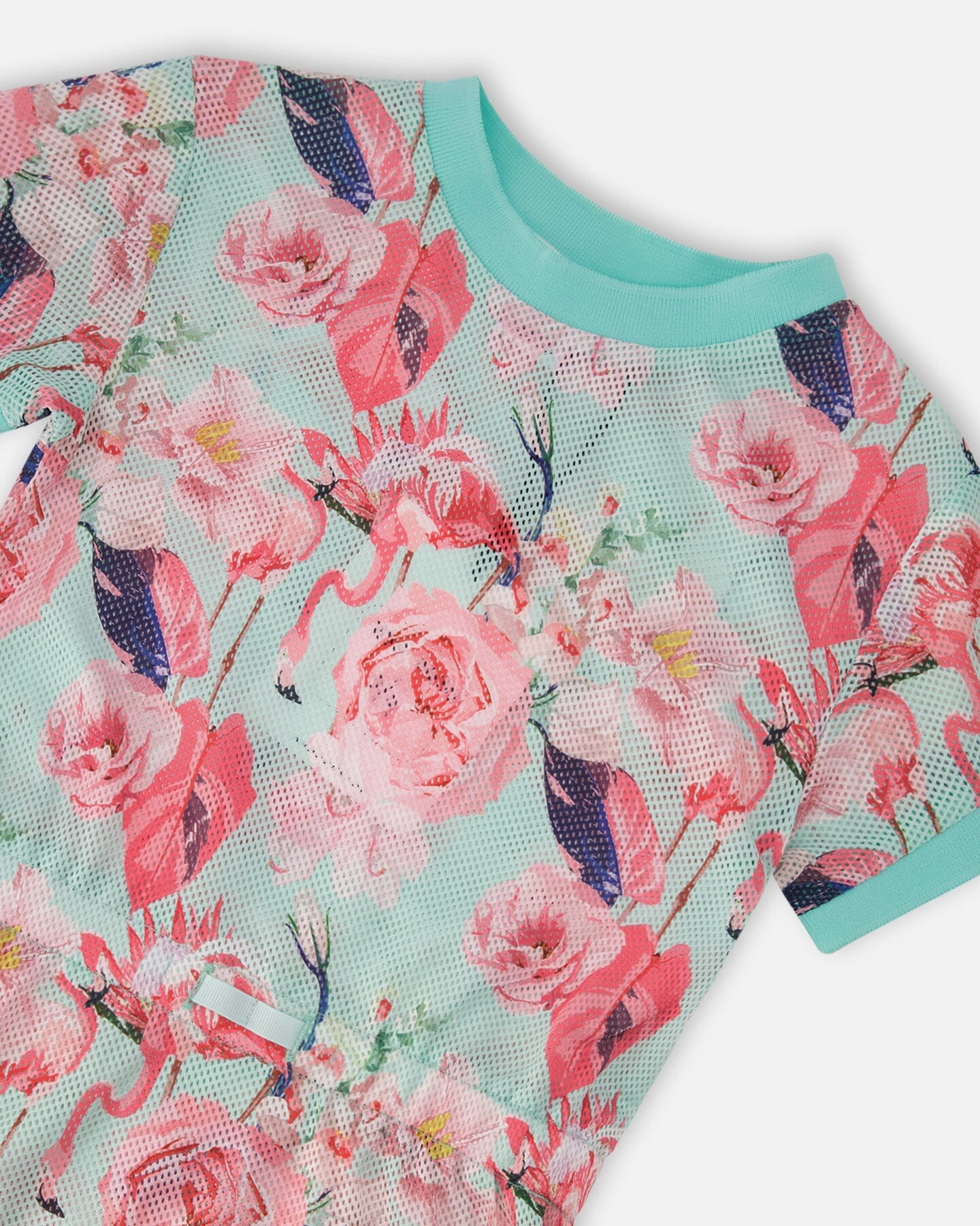 Deux par Girls Mesh Beach Dress Flamingo Print