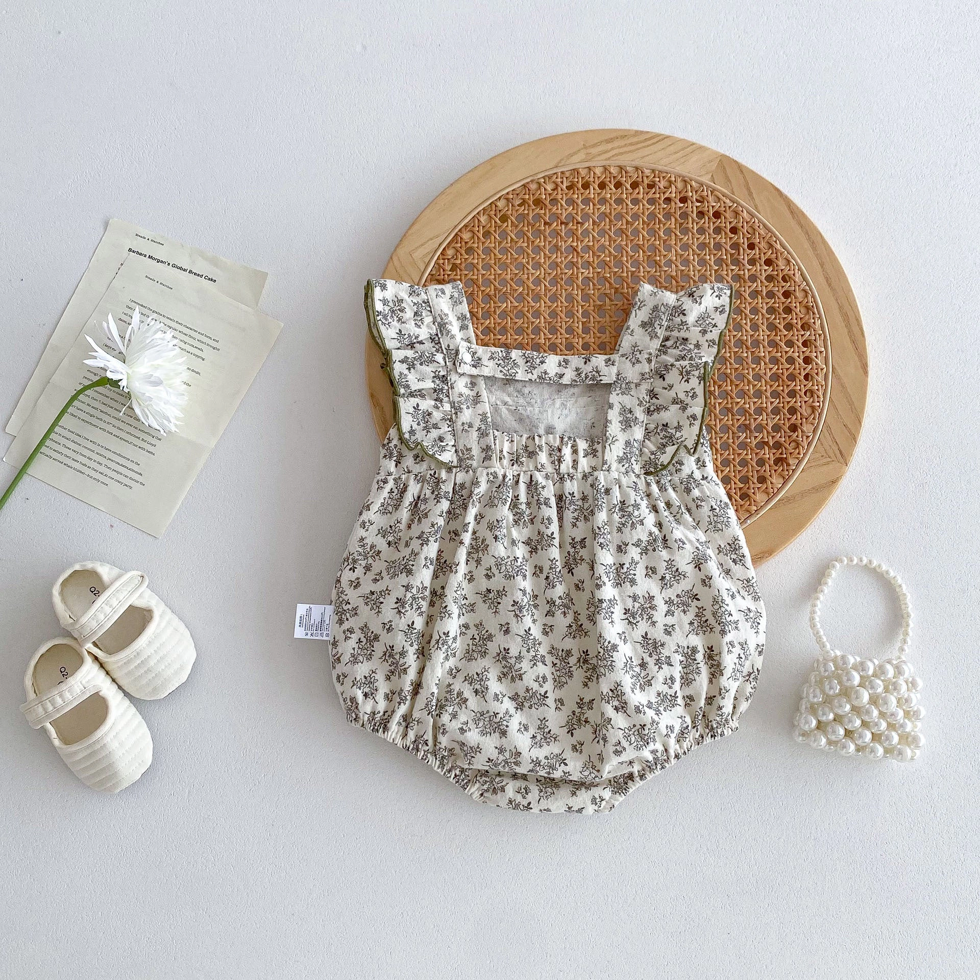 MyKids-USA Summer Hot Selling Baby Girls Sleeveless Square Neck Floral Print bodysuit