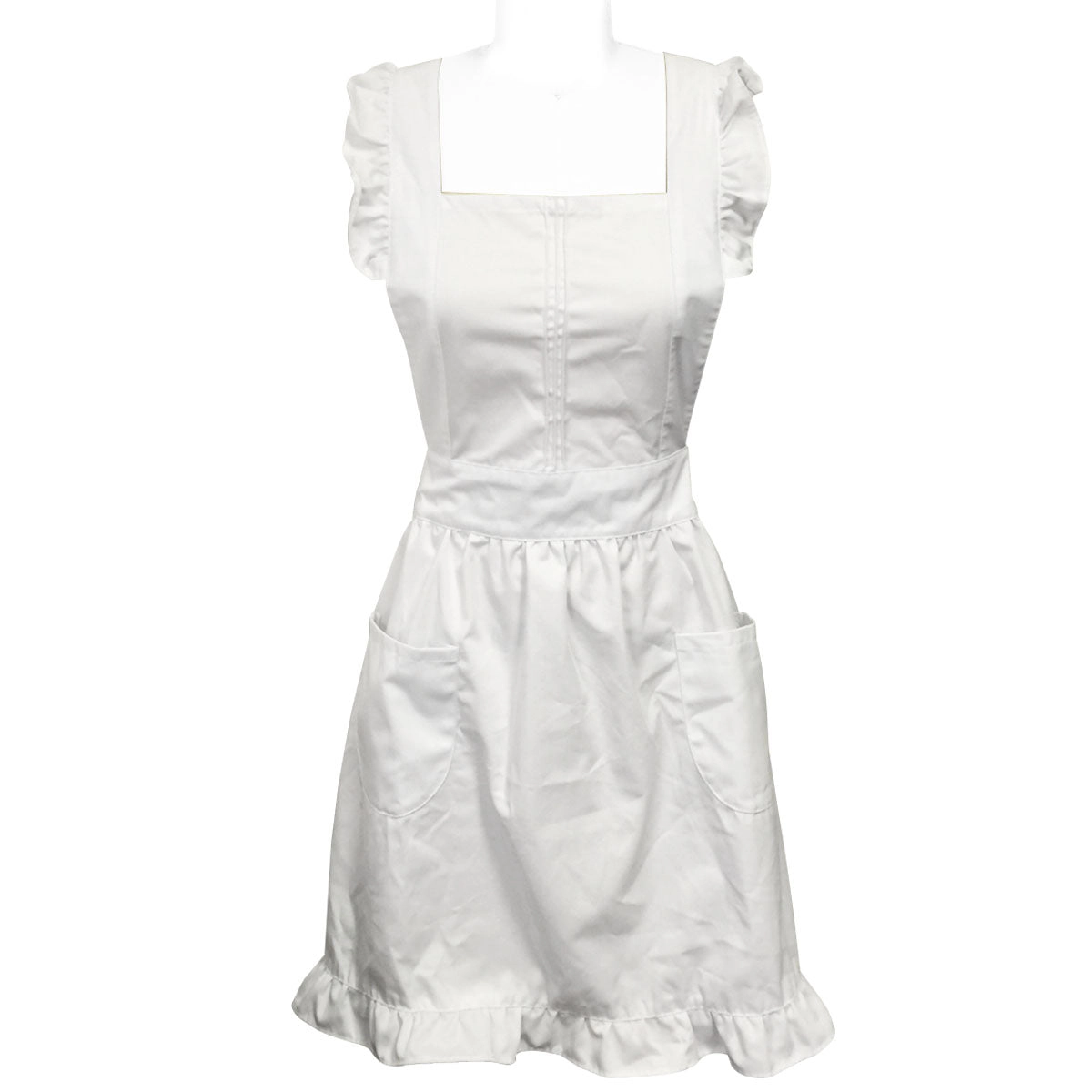 Wrapables Women's Retro White Apron with Pockets for Cooking or Cosplay, Halloween Costume Accessories