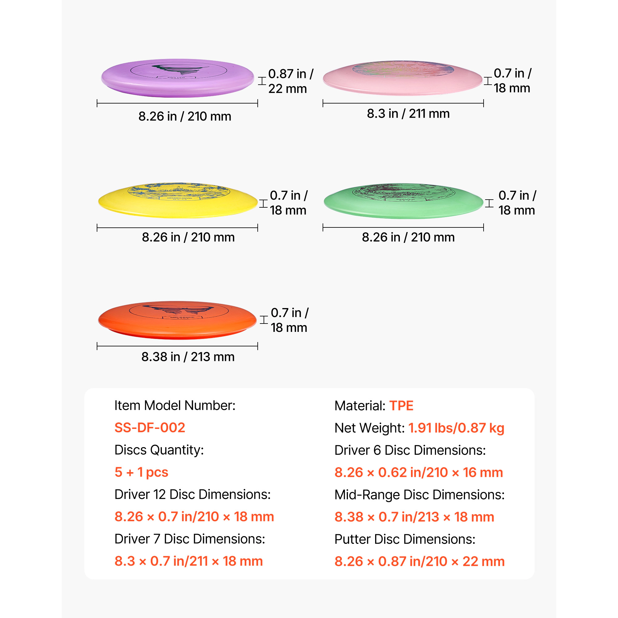 HONGGE Disc Golf Set, Beginners Flying Discs, Disc Golf Starter Set with Putter, Mid-Range, Driver