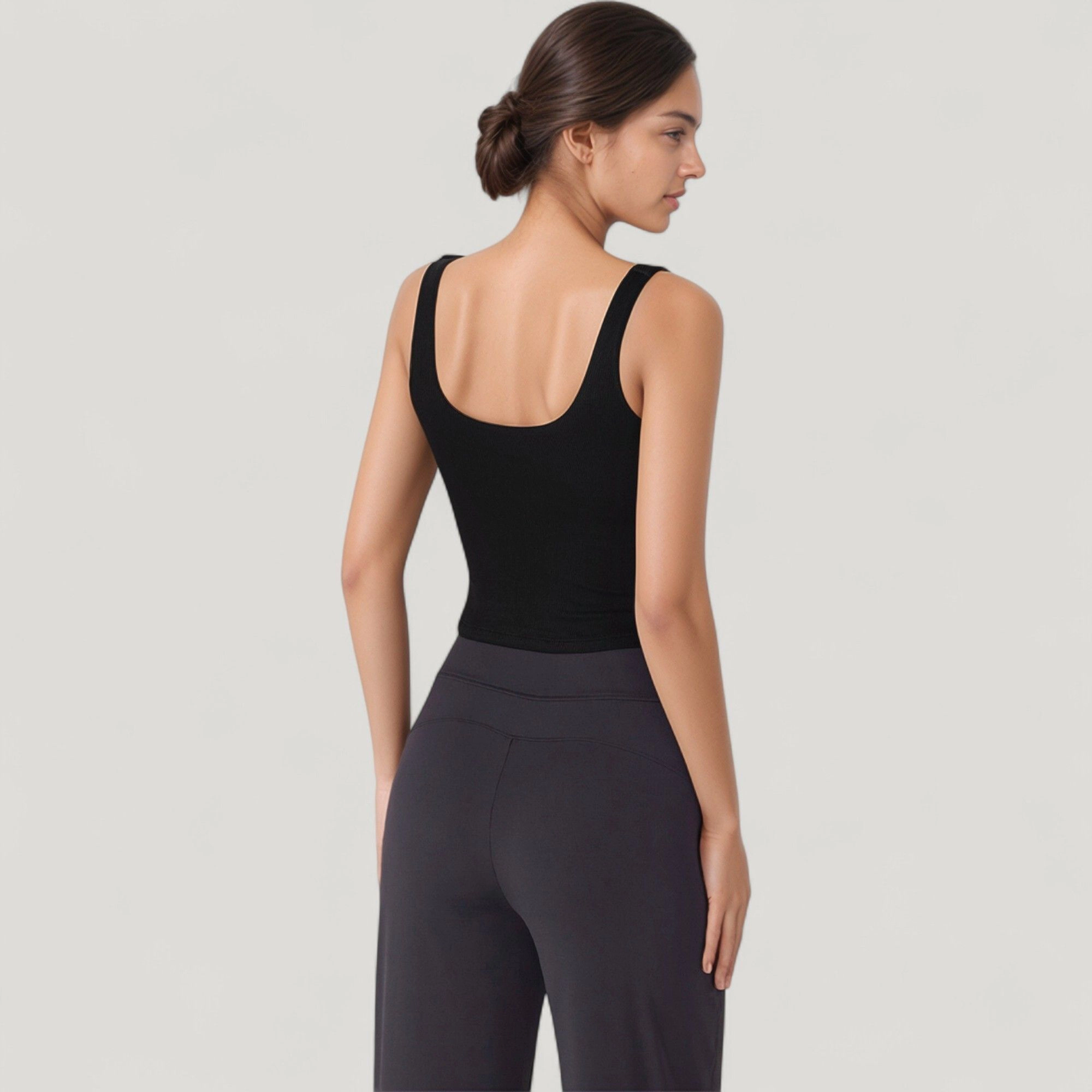Anna-Kaci Women's Ribbed Knit Square Neck Tank Top with Wide Straps