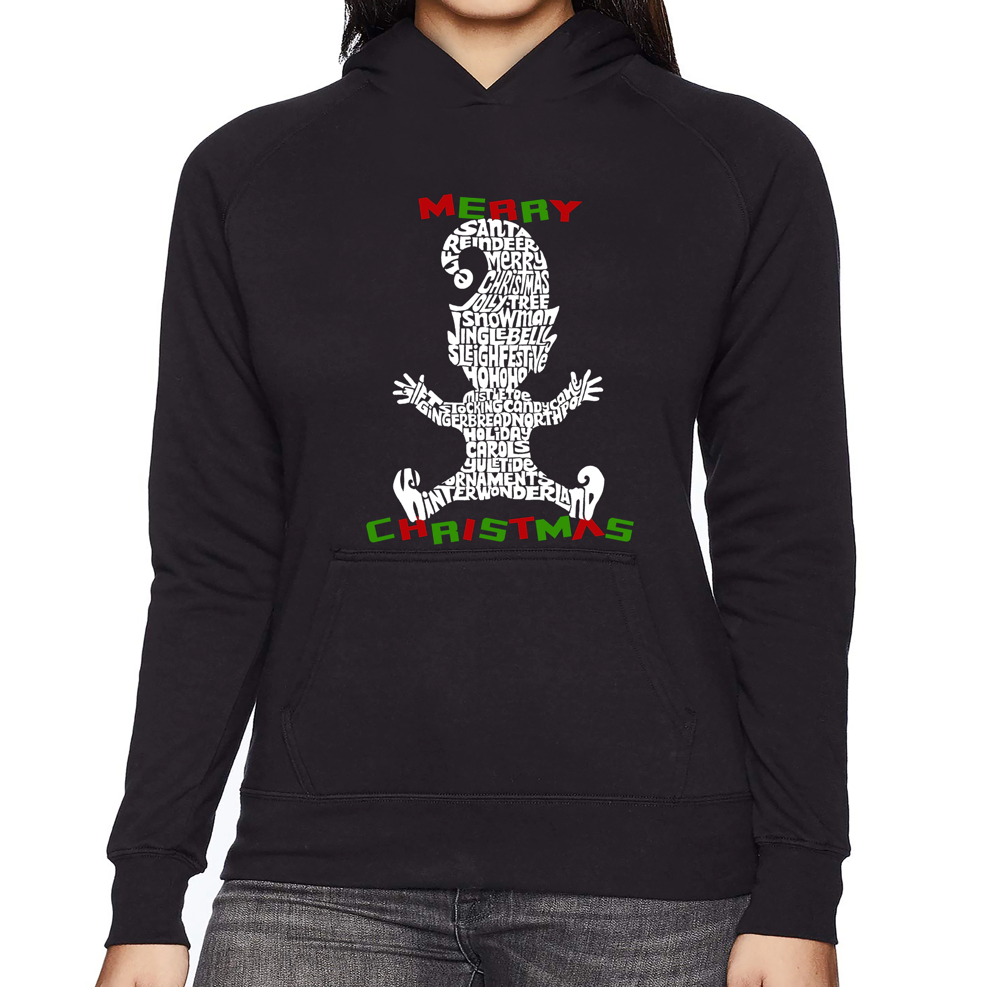 LA Pop Art Christmas Elf - Women's Word Hooded Sweatshirt