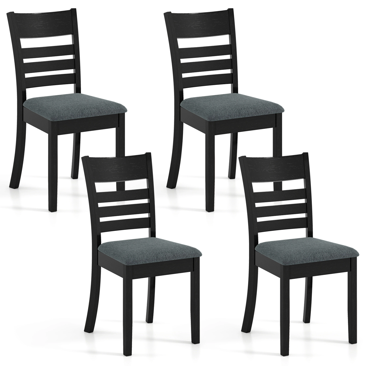 LJG Wooden Dining Chairs Set of Upholstered Kitchen Chairs with Rubber Wood Frame