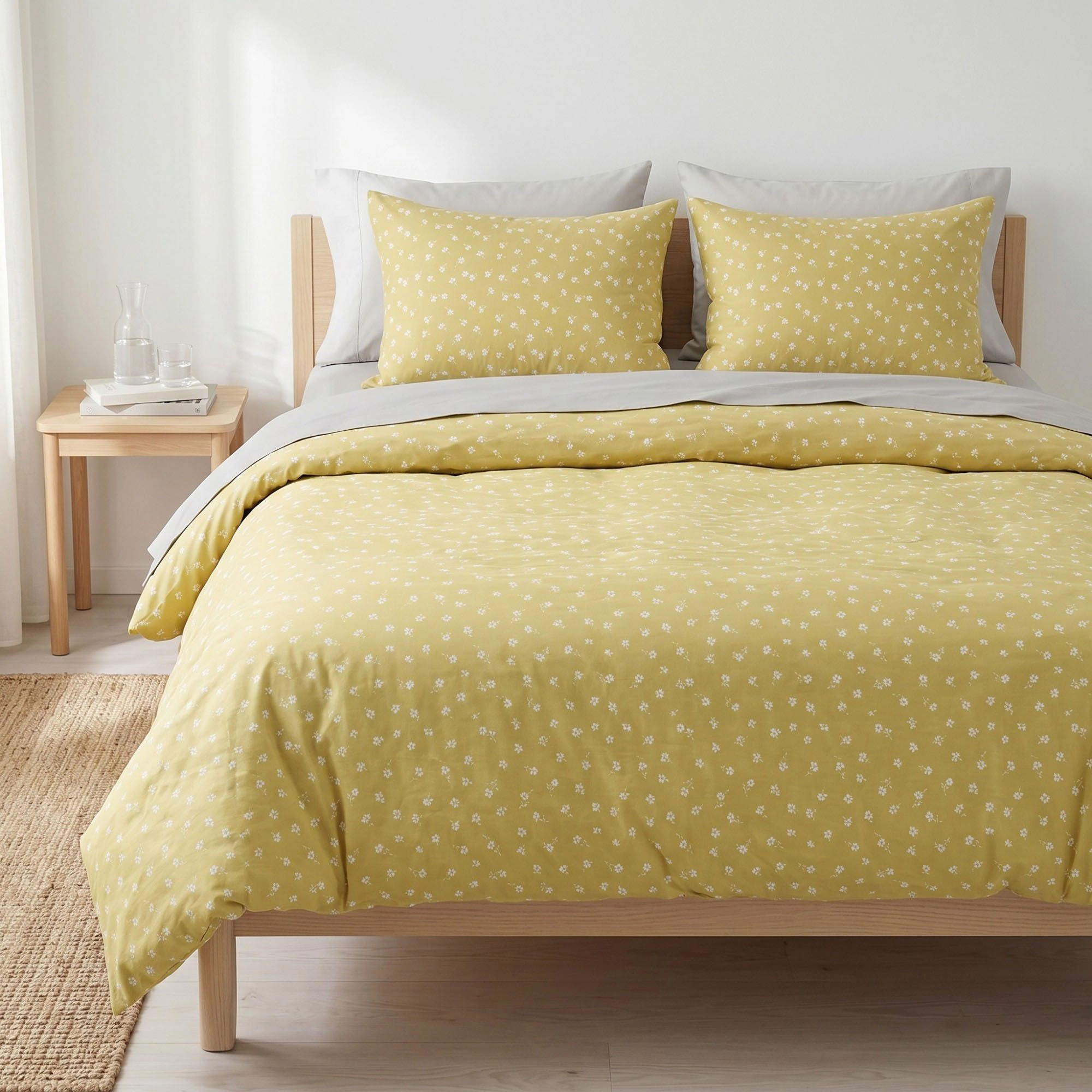 Alilang Unisex 3-Piece Cotton Bedding Set with Duvet Cover and Pillowcases Soft Breathable Floral Print Design