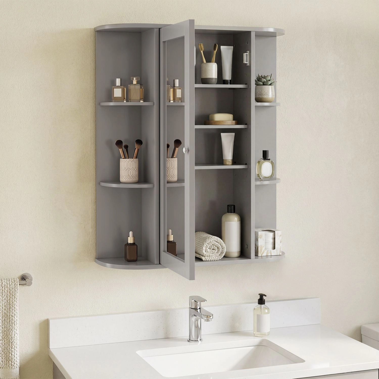 SlickBlue Bathroom Wall Cabinet with Mirror and Adjustable Shelves