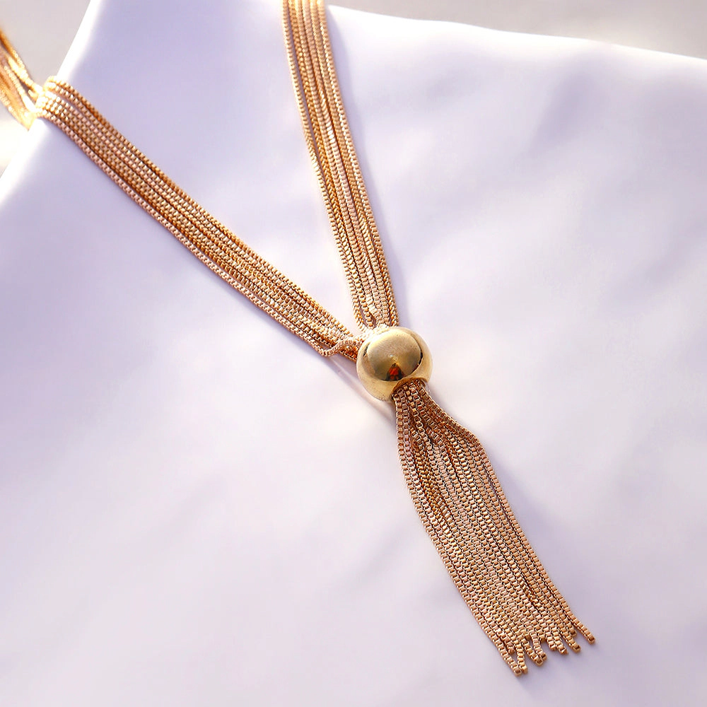 SOHI Women's The Ballchain Lariat Necklace - California Gold