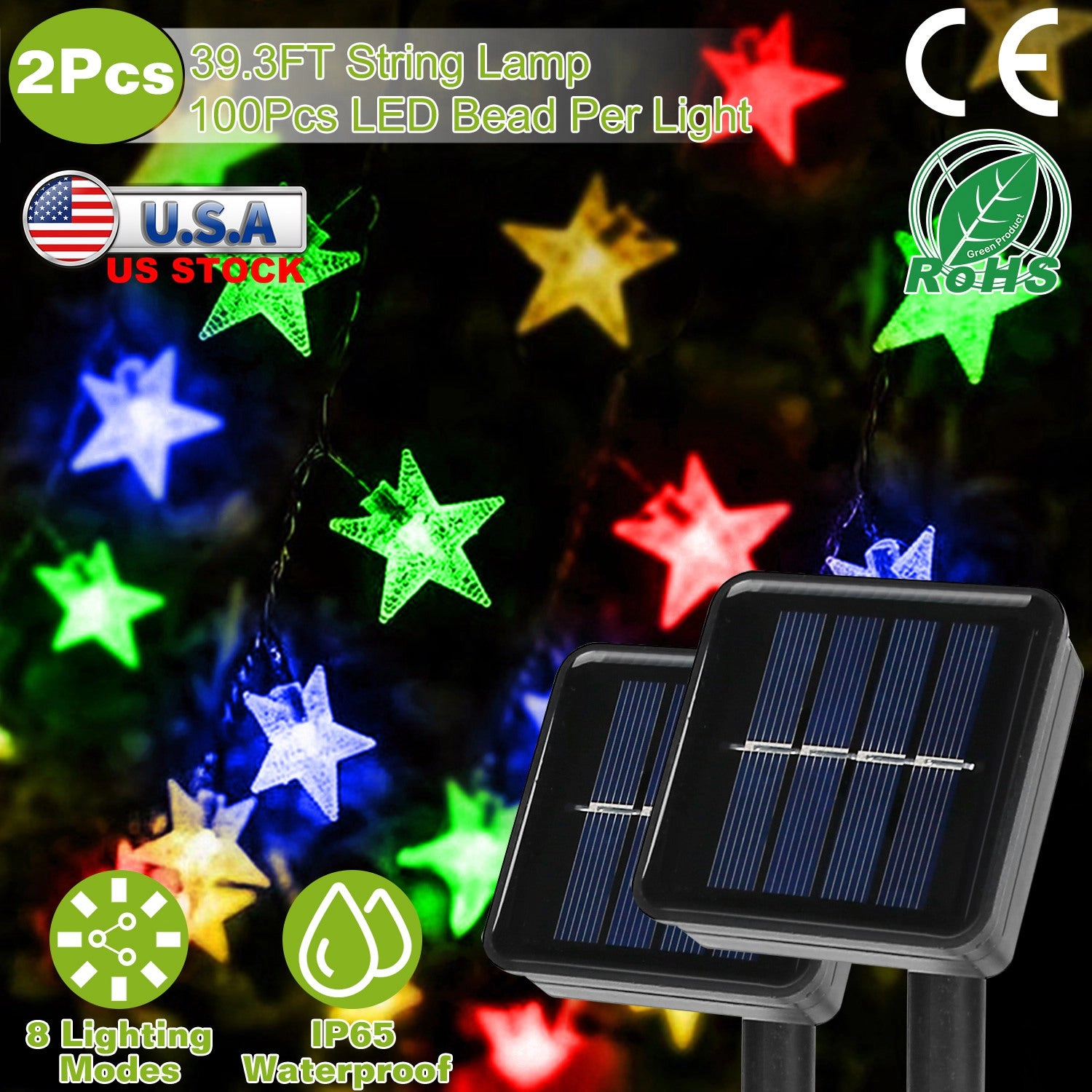 GBruno Solar Star String Lights 39.3FT 100LED