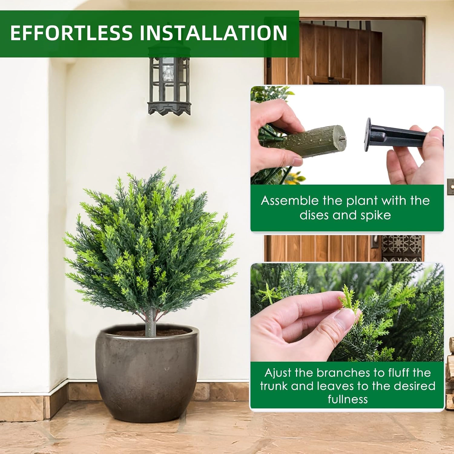 Artificial Topiary Ball Trees, Set of 4, Green, 25.6 x 17.7 in