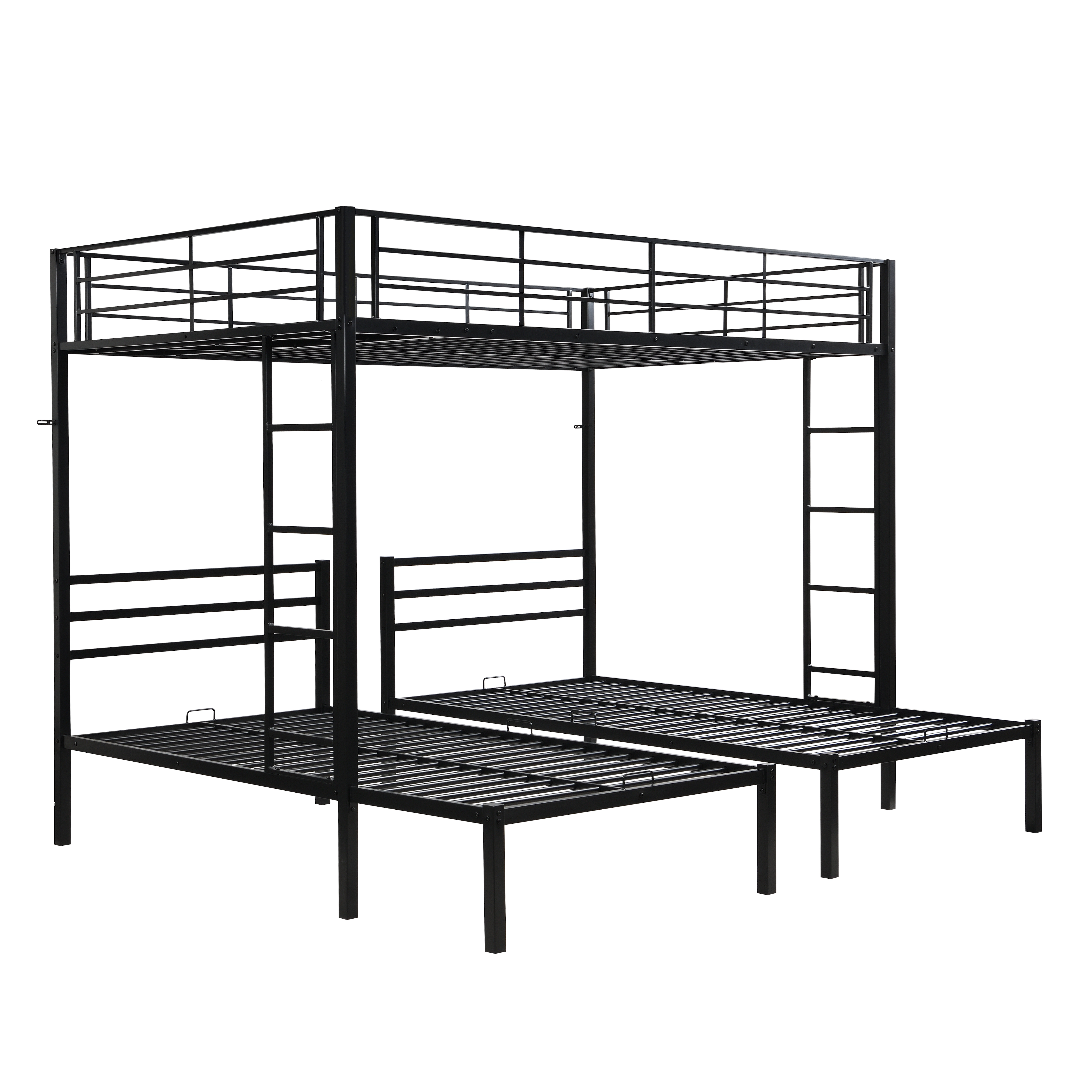 Flynama Full over Twin over Twin Triple Bunk Bed with Vertical Ladder & Safety Rails