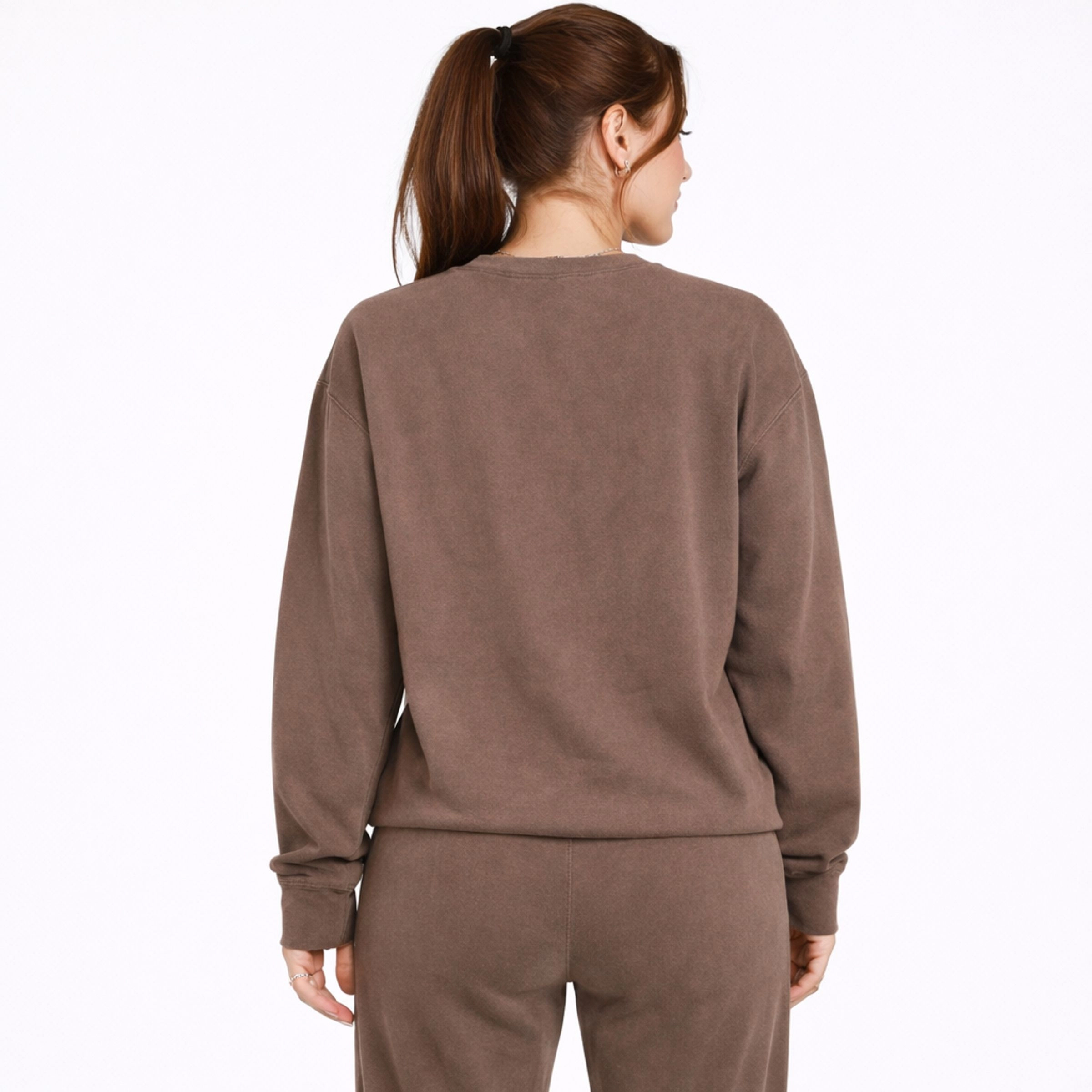 Simply Sage Market - Women's Lightweight Garment Dyed Sweatshirt Skeleton Hand Orange Stripes