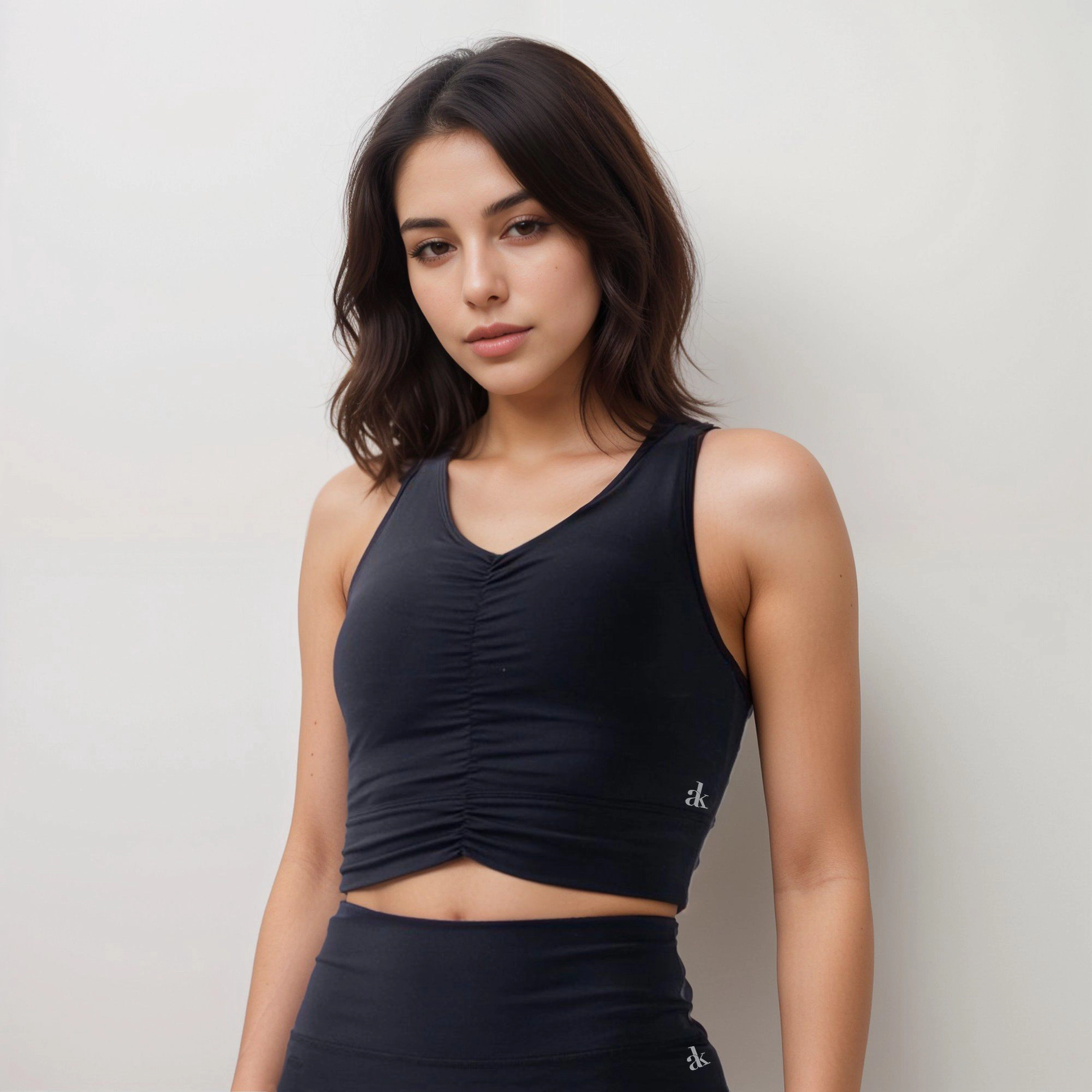 Anna-Kaci Women's Ruched Front Sports Tank with Stretchy Shoulder Straps
