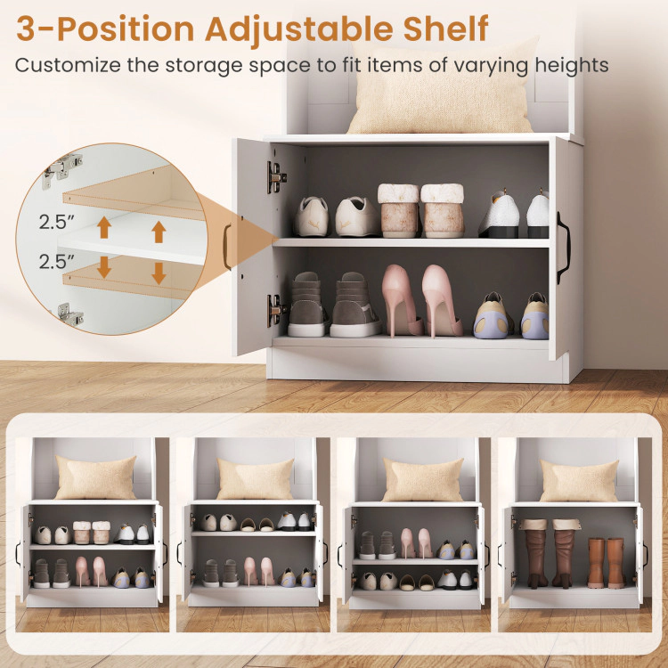 Hivvago 3-In-1 Hall Tree With Bench And Storage 23.5” Wide Mudroom Storage