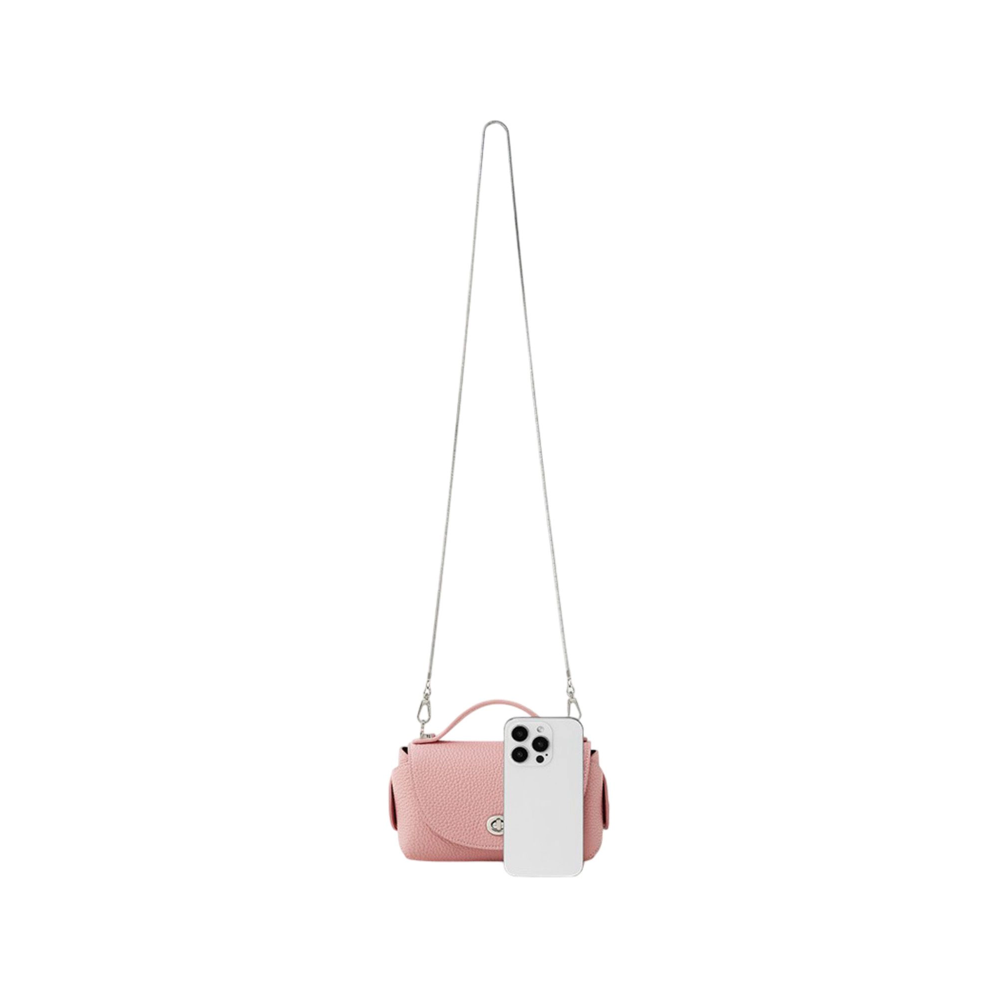 Alilang Women's Pebbled Leather Mini Top Handle Bag with Chain Crossbody Strap and Turn Lock Closure