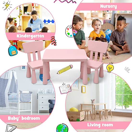 SUGIFT Toddler Multi Activity Play Dining Study Kids Table and Chair Set 110-lb Capacity Ages 1-7 Pink