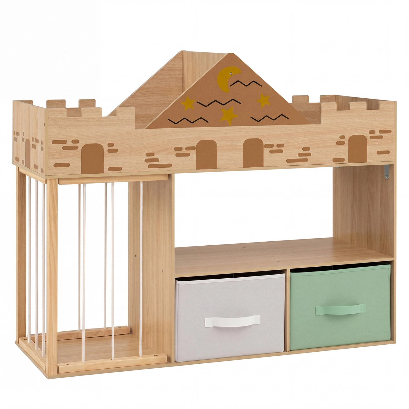 SUGIFT Castle Toy Storage Organizer with Stuffed Animal Storage 35-lb Shelf Capacity Ages 3+ Natural/White