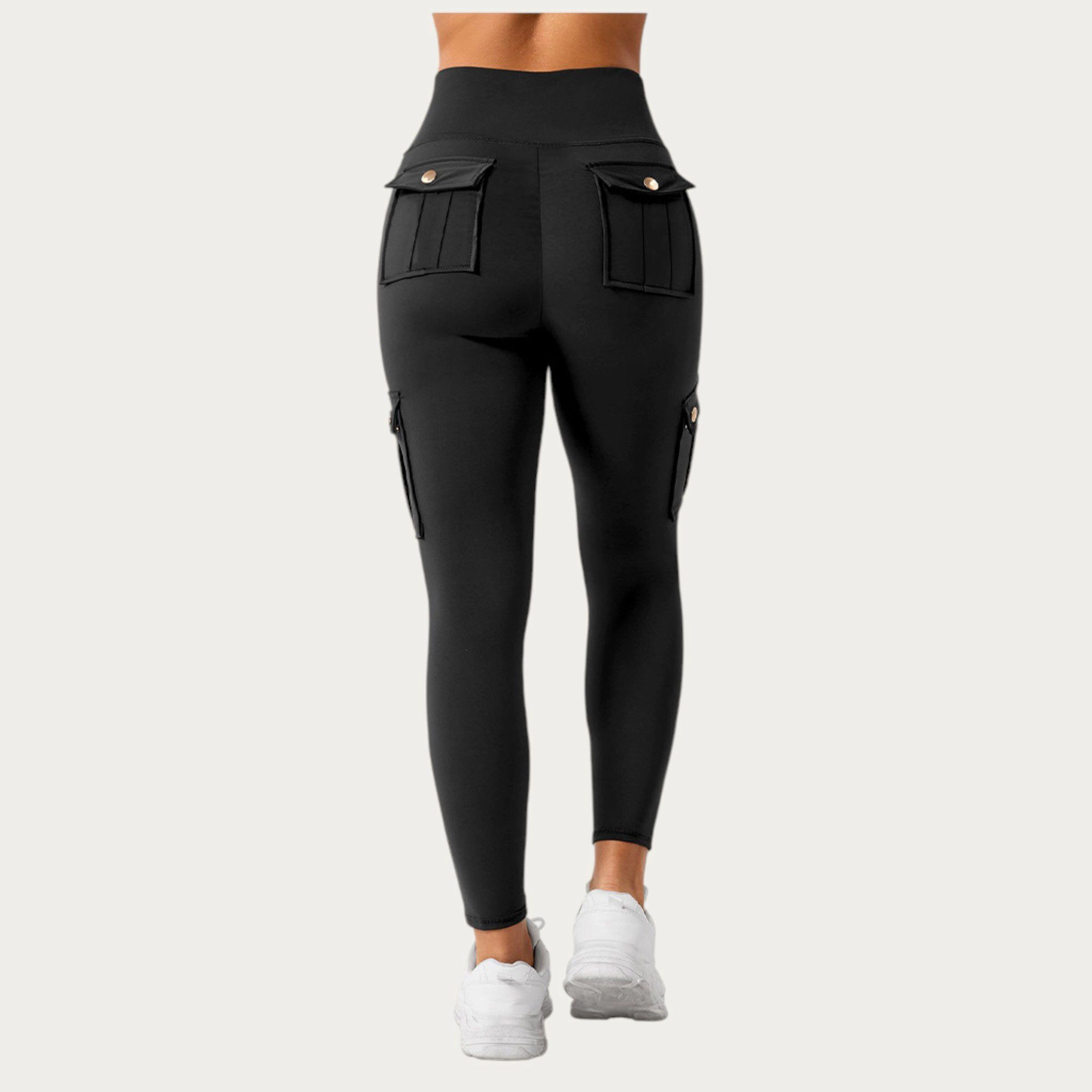 Anna-Kaci Active Women's Cargo Pocket Leggings with Smooth Stretch Fabric Supportive Waistband