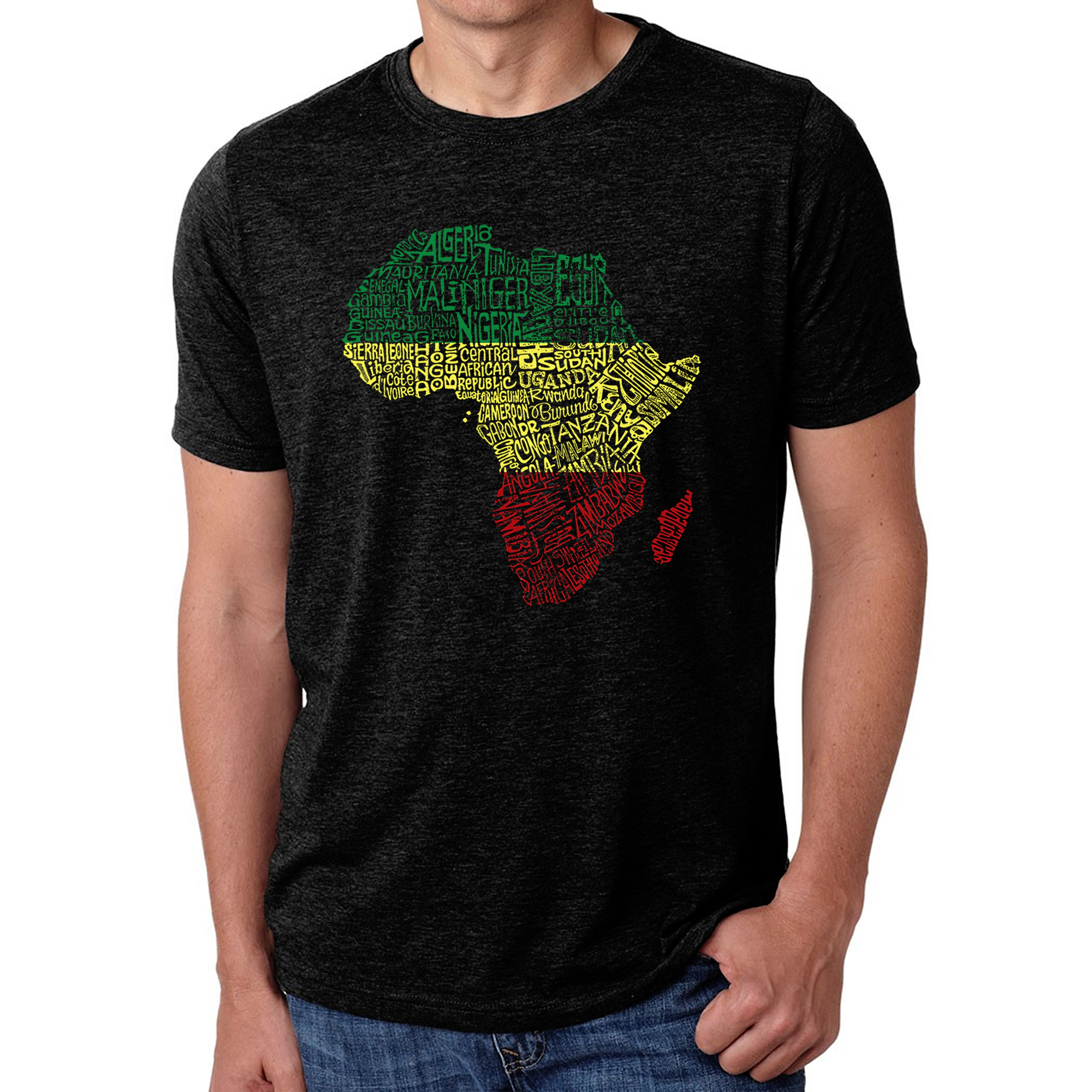 LA Pop Art Men's Cotton/Poly Blend Word T-Shirt - Countries Africa