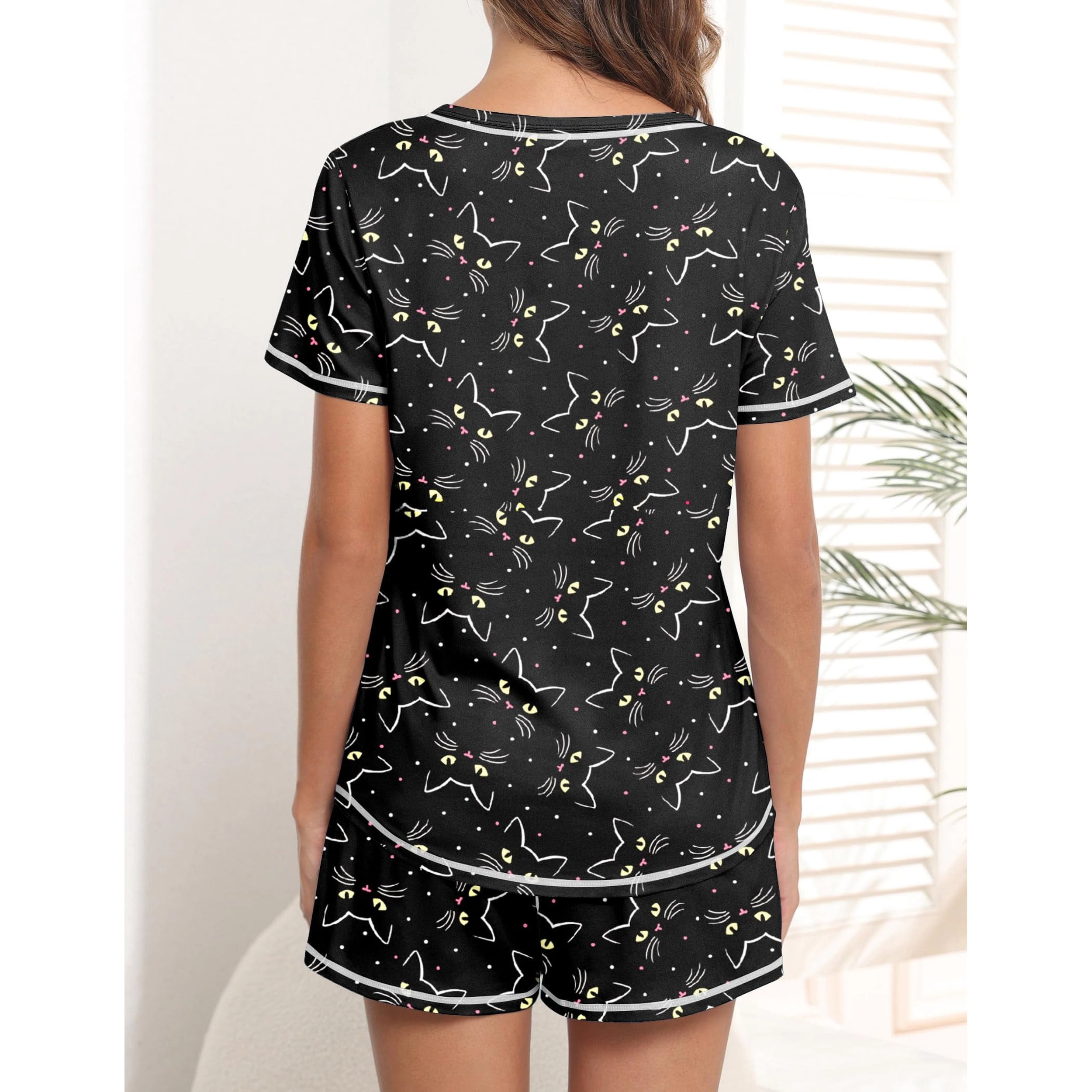 Ekouaer Women's Pajamas Sets Short Sleeve Lounge Sleepwear Casual Two Piece Pjs With Pockets