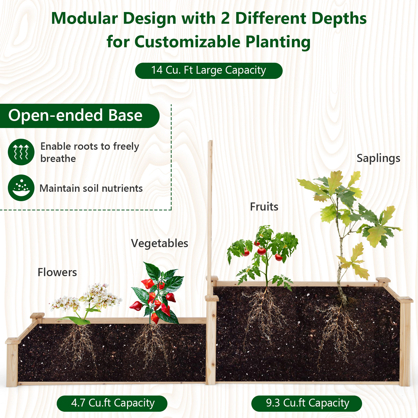 SlickBlue 2 Tier Raised Garden Bed with Trellis for Climbing Plants