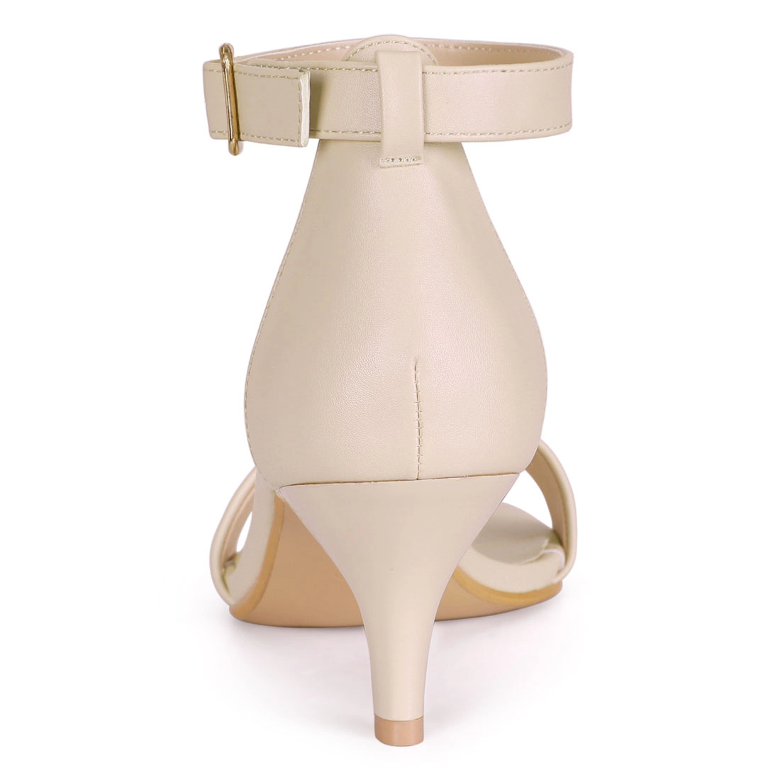 BLISSFUL STEP Women's Ankle Strap Kitten Heel Sandals