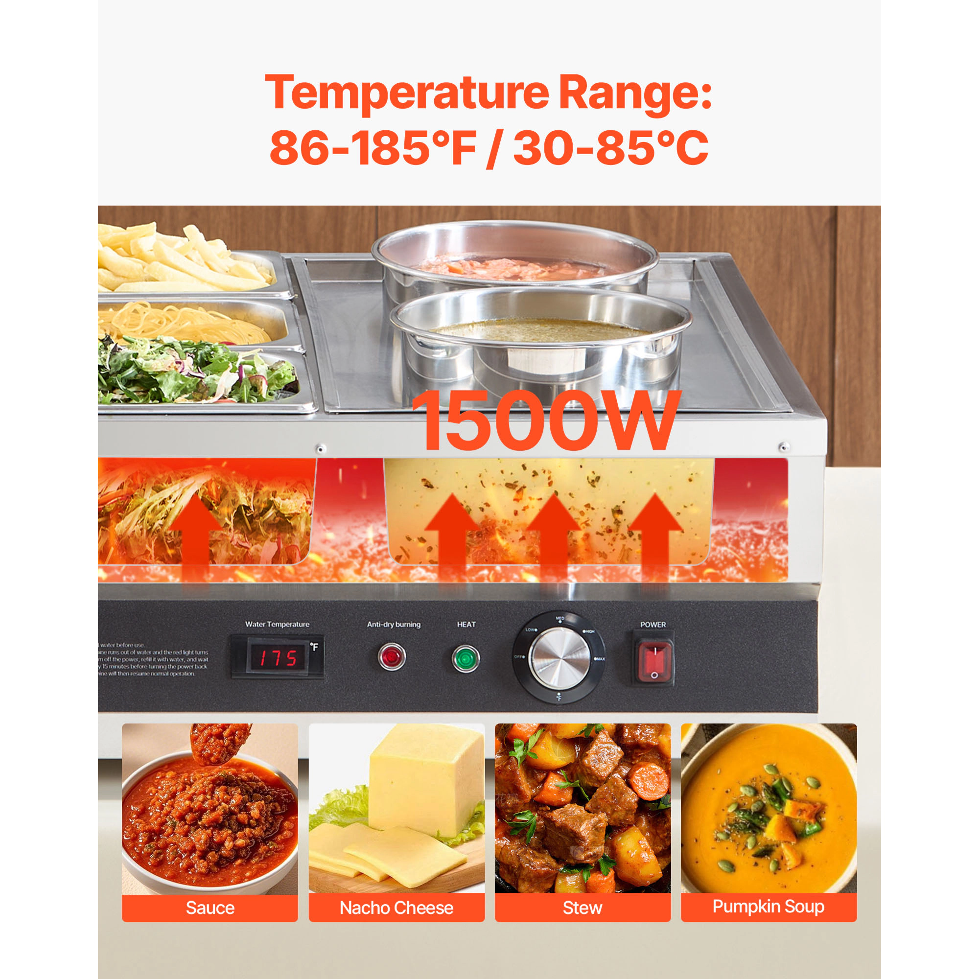 HONGGE Electric Soup Warmer Stainless Steel with Adjustable Commercial with Soup Station for Restaurant