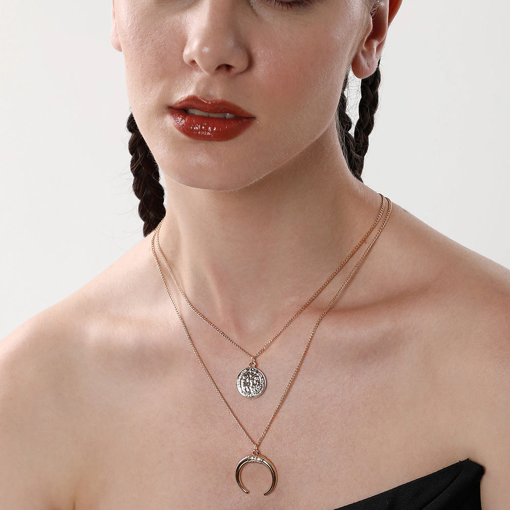 SOHI Women's California Gold the Cosmo Multi-Layer Necklace