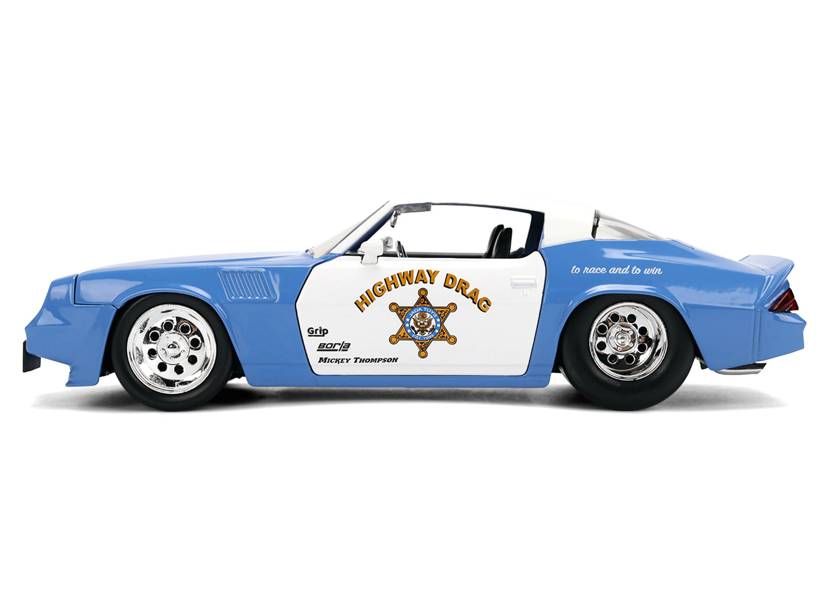 Jada 1979 Chevrolet Camaro Z28 Police "Highway Drag" Blue and White "Bigtime Muscle" Series 1/24 Diecast Model