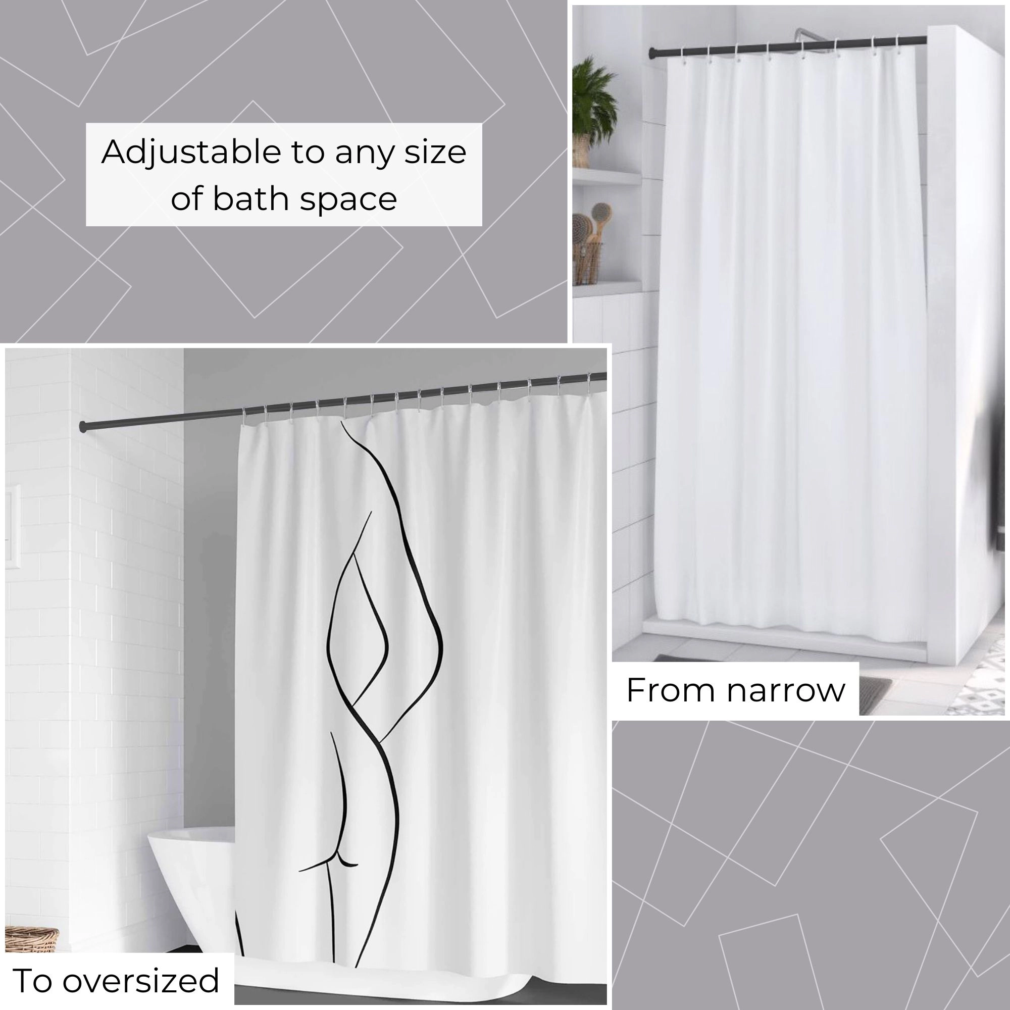 Evideco French Home Goods adjustable stainless steel tension shower curtain rod 41.3–98.4 in
