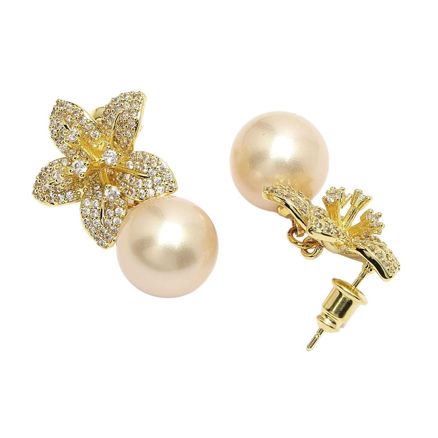 AGP PARIS Womens Diva Collection Elegant Cubic Zirconia Floral Drop Earrings