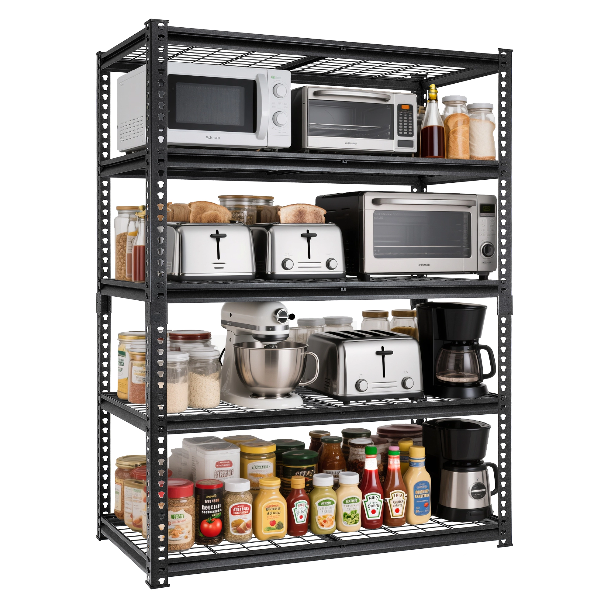 Flynama 5-Shelf Steel Heavy-Duty Adjustable Garage Storage Shelving Unit in Black (48 in. W x 72 in. H x 18 in. D)