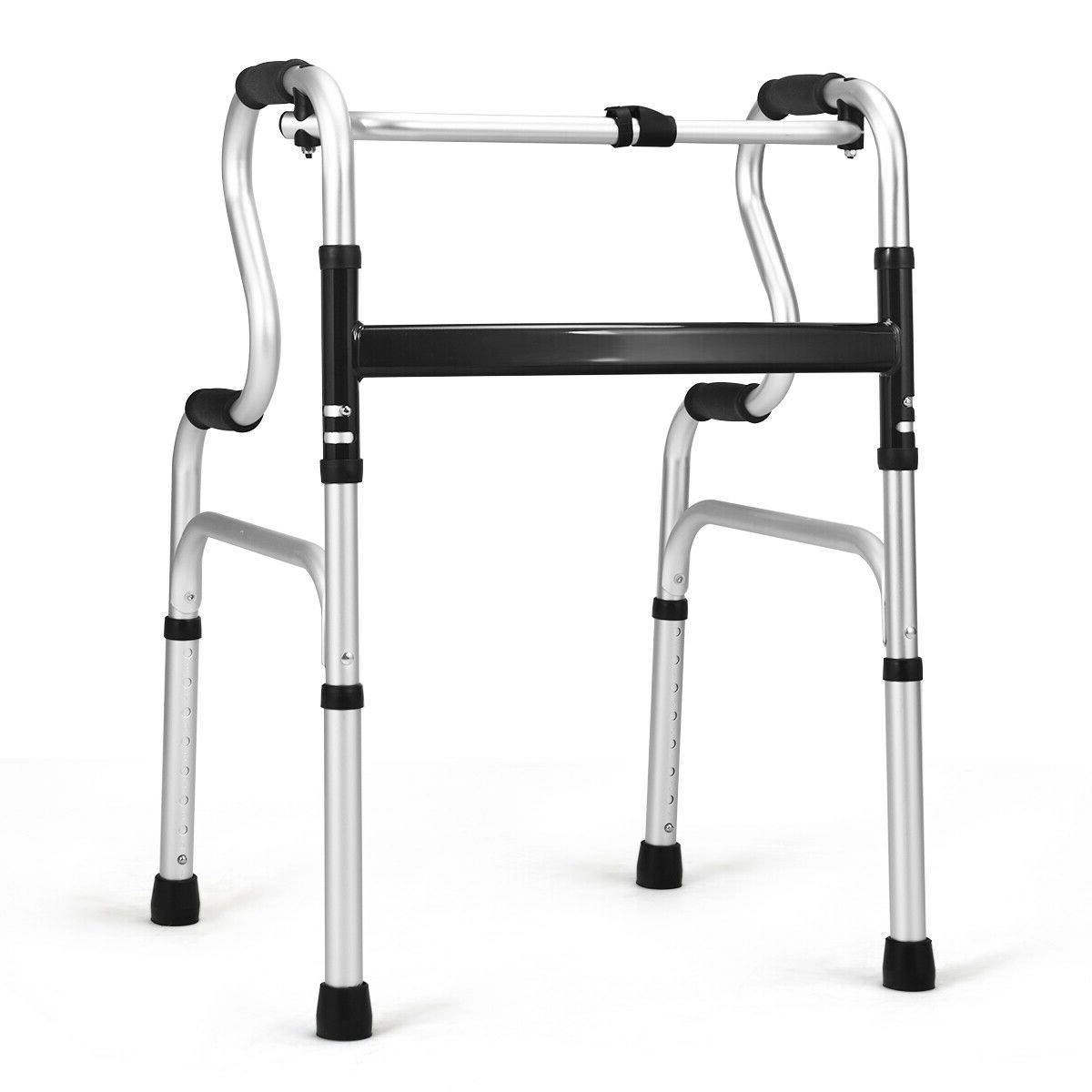 SUGIFT Silver One-Button Folding Walker with 8-Level Height Adjustment 20.5-in W 18-in D 400-lb User Capacity