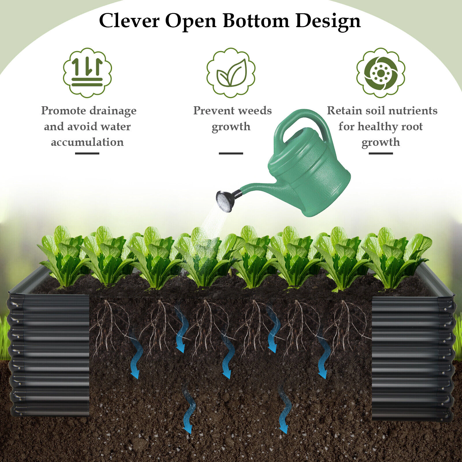 Hivvago Galvanized Metal Raised Garden Bed