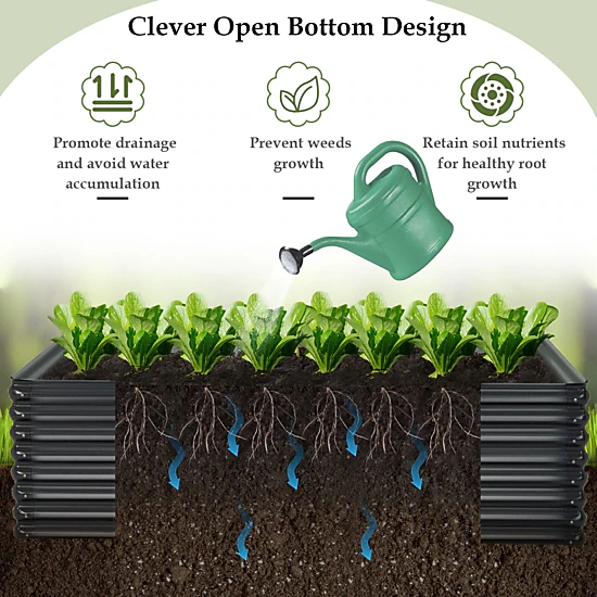 Hivvago Galvanized Metal Raised Garden Bed