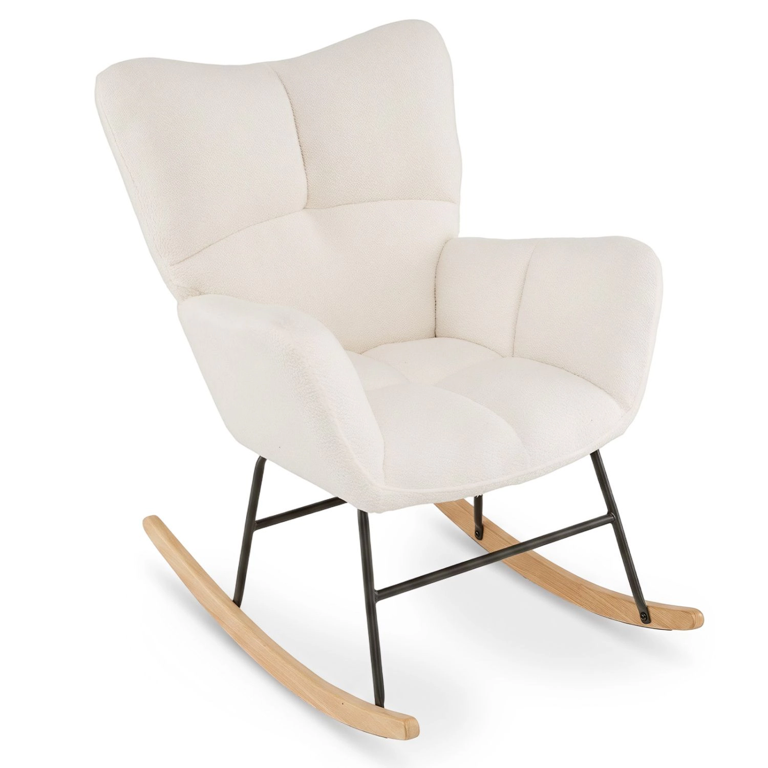 SlickBlue Teddy Fabric Nursery Rocking Chair with Cushion