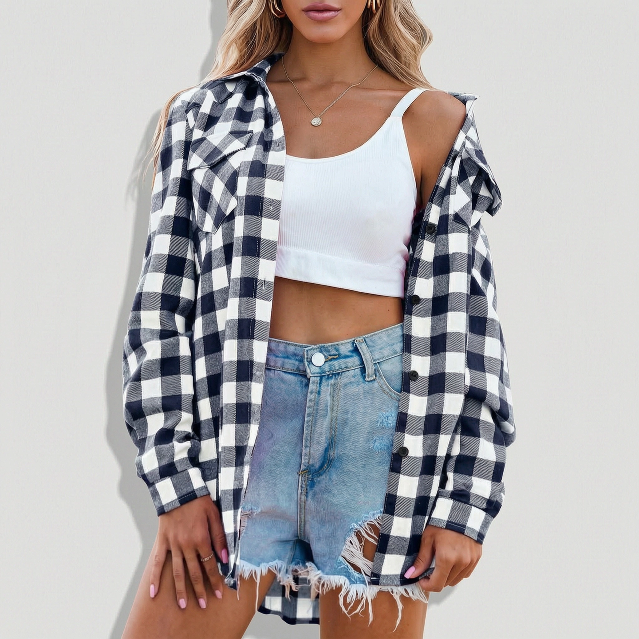 Zeagoo Womens Flannel Shirts Long/Roll Up Sleeve Collared Button Down Plaid Shirt Casual Work Tops